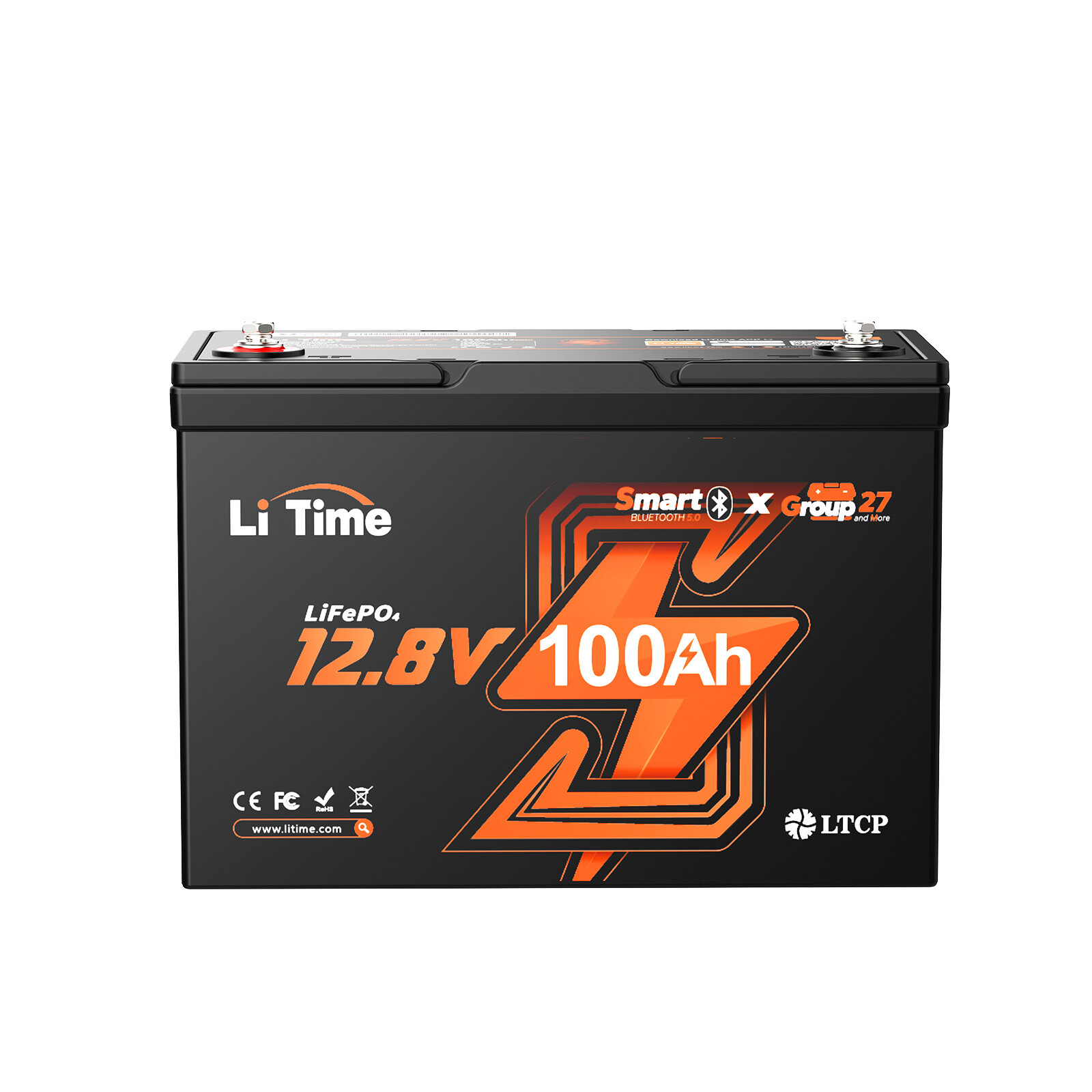 LiTime 12V 100Ah Group27 Bluetooth Low Temp LiFePO4 Lithium Battery For RV Boat