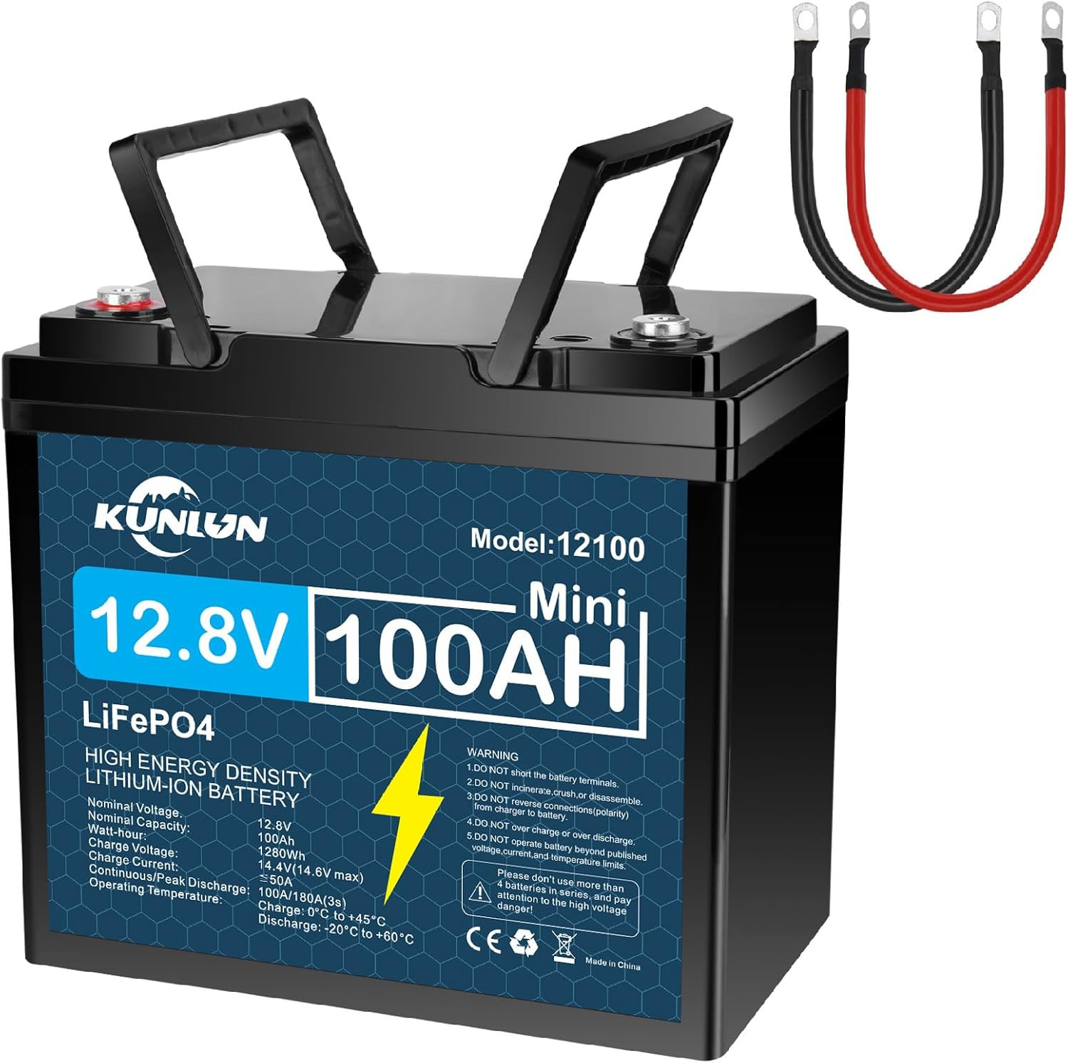 12V 100AH LiFePO4 Lithium Battery Deep Cycle BMS for Solar Panel RV Off-grid -US