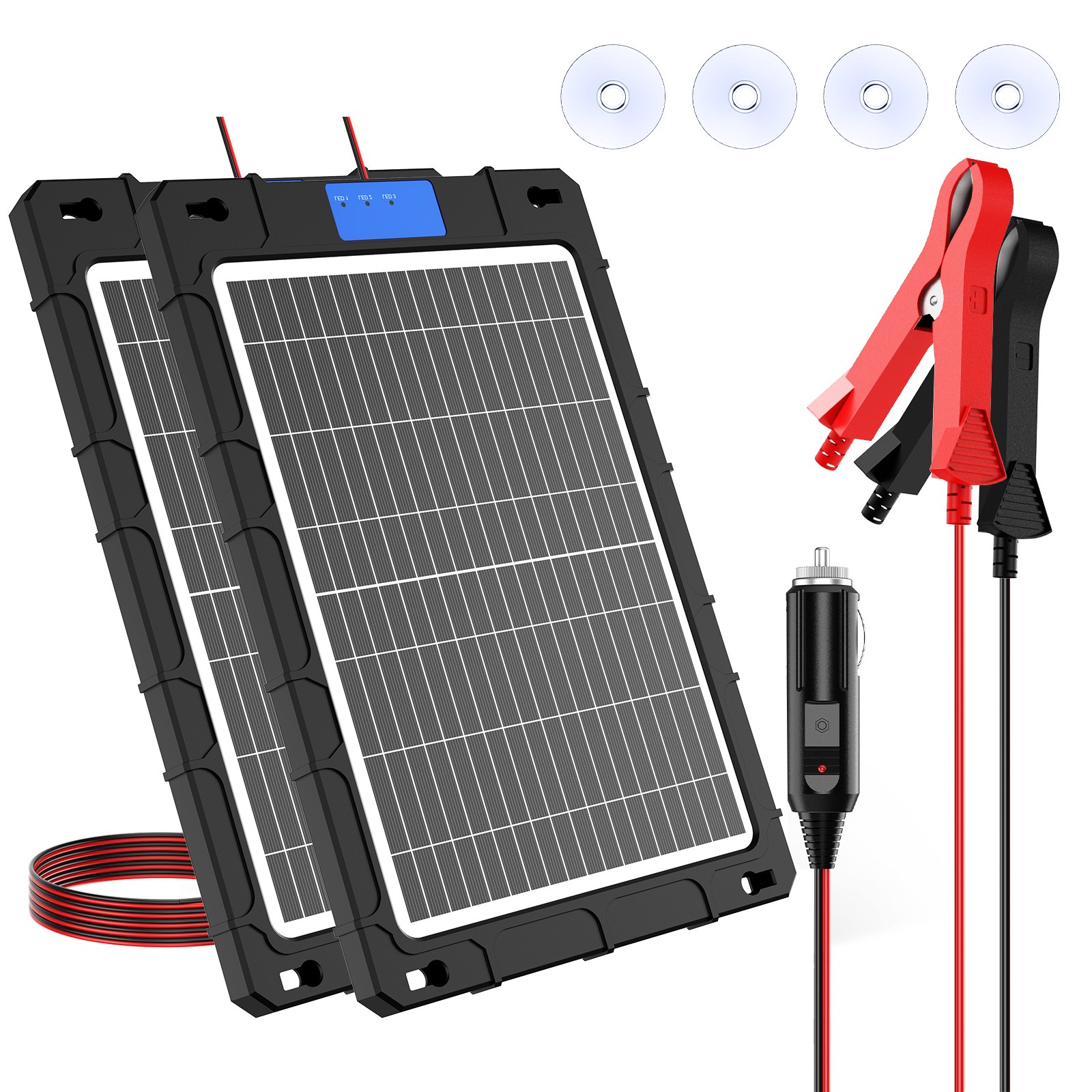 12W*2 12V Trickle Charger Battery Solar Battery ChargerMaintainer Boat Car RV