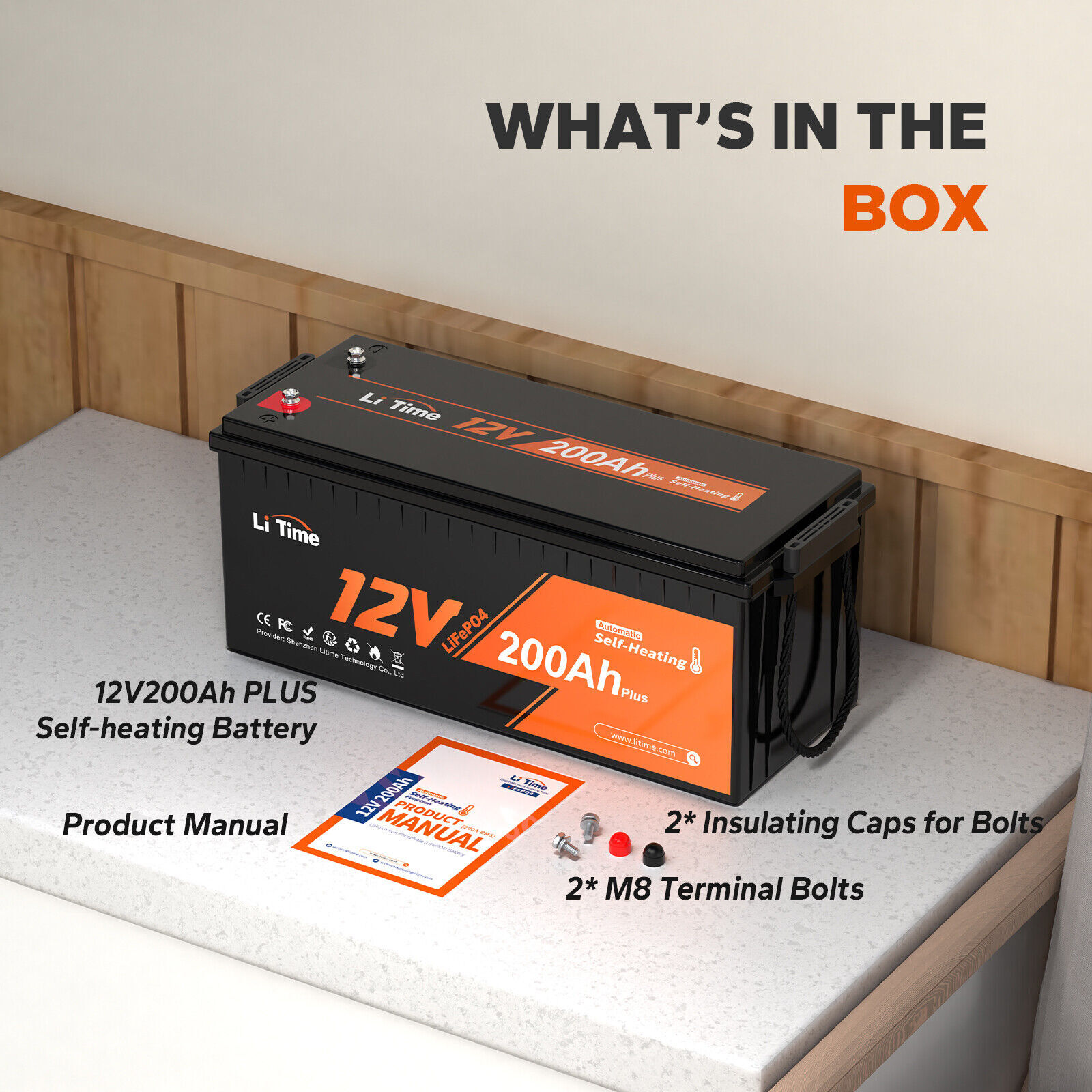 Litime 12V 200Ah Plus Heated LiFePO4 Lithium Battery Heating -4°F For Off-grid