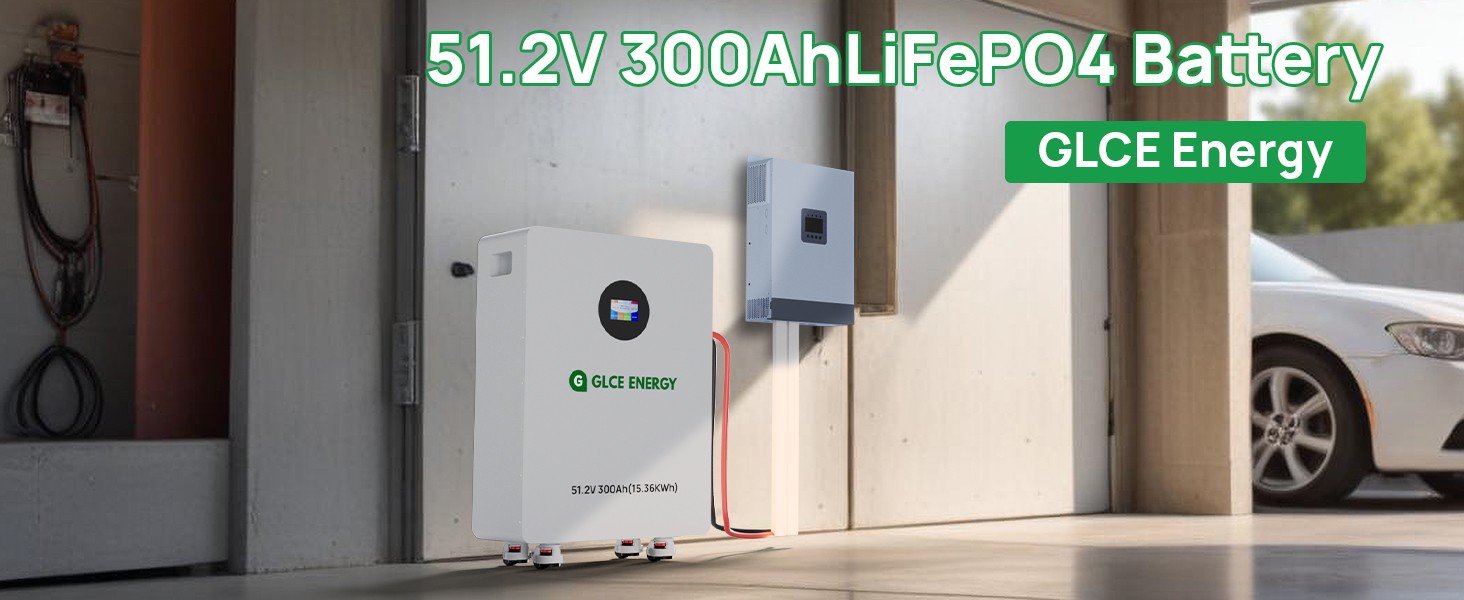 48V 300Ah LiFePO4 Lithium Battery 15.36kWh Capacity Bluetooth for Off-Grid Solar