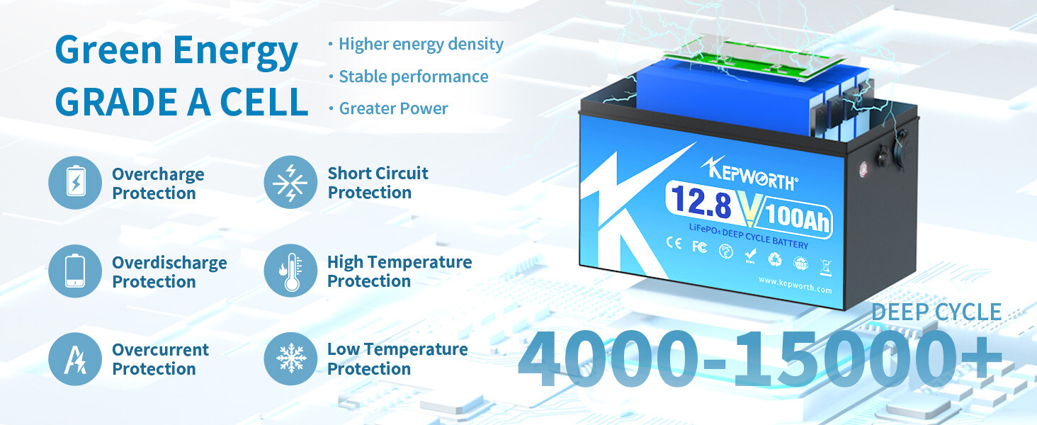 12V 100AH Lithium Battery LiFePO4 BMS 15000 Deep Cycle RV Trolling Motor Marine