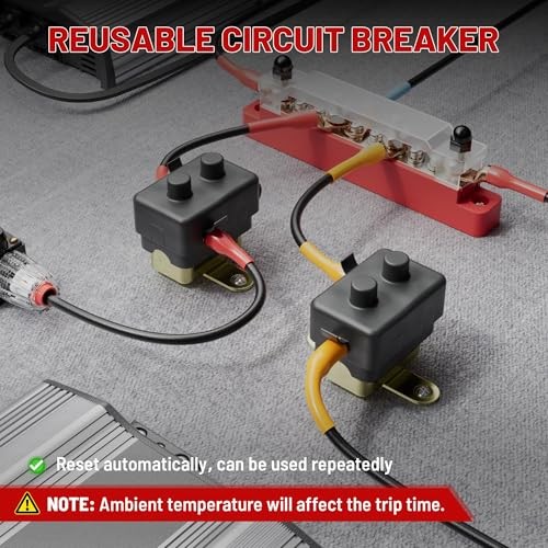 (40A 1PC) DC 12V-24V Automatic Reset Circuit Breaker #10-32 Studs 40A 1PCS