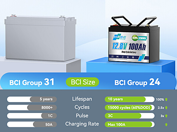 12V 100Ah LiFePO4 Lithium Battery BMS Deep Cycle For RV Solar Energy 1280Wh