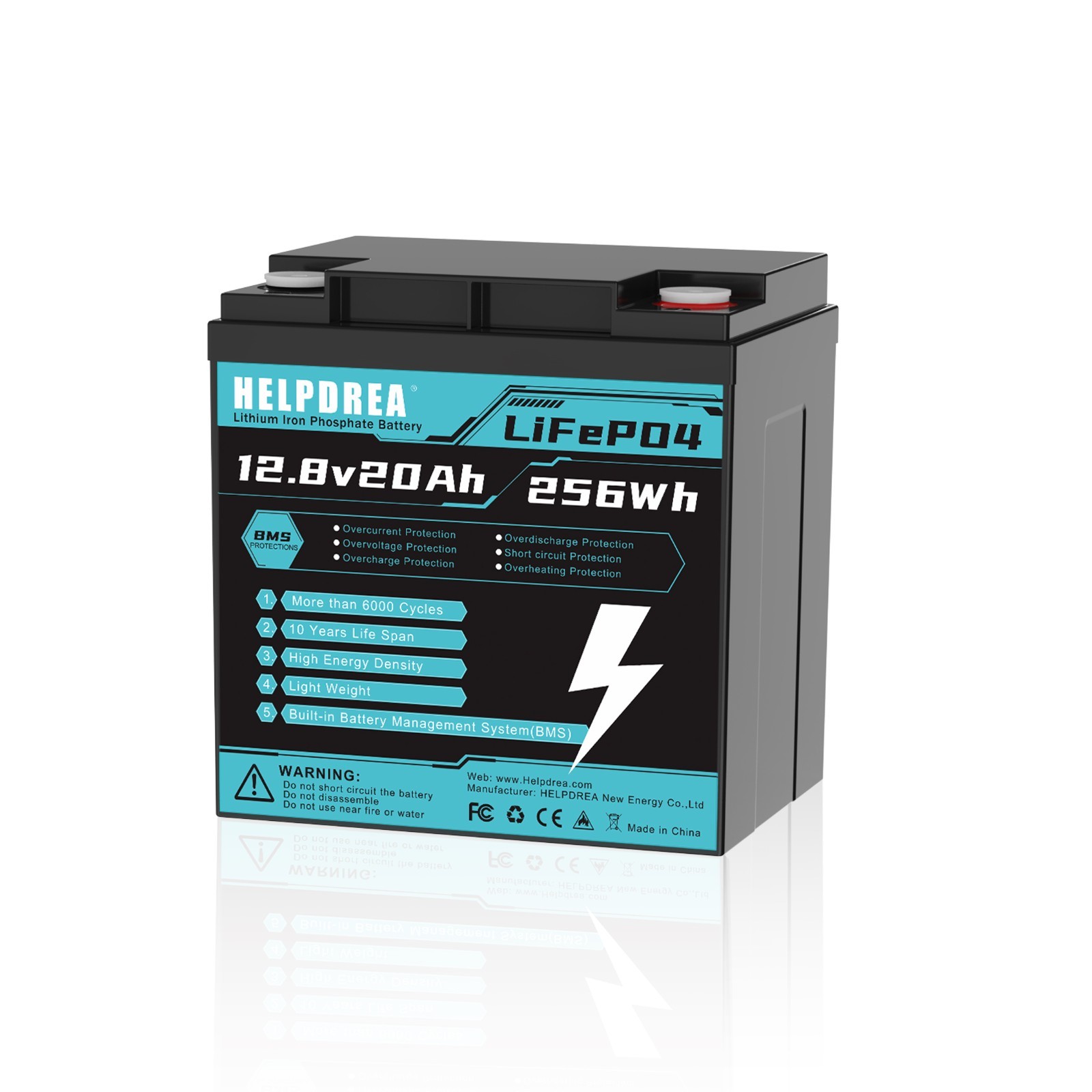 LiFePO4 12V 20Ah Lithium Battery BMS for RV Solar System Marine Off-grid Camping