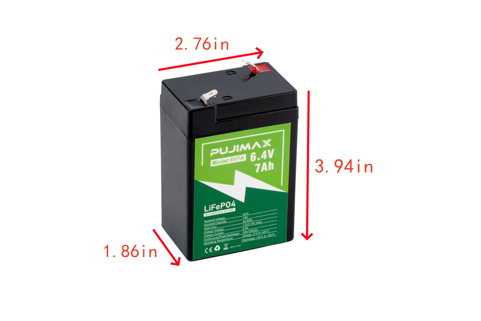 LiFePO4 Battery Rechargeable 6V 7Ah with Built-in BMS Lithium Phosphate Battery