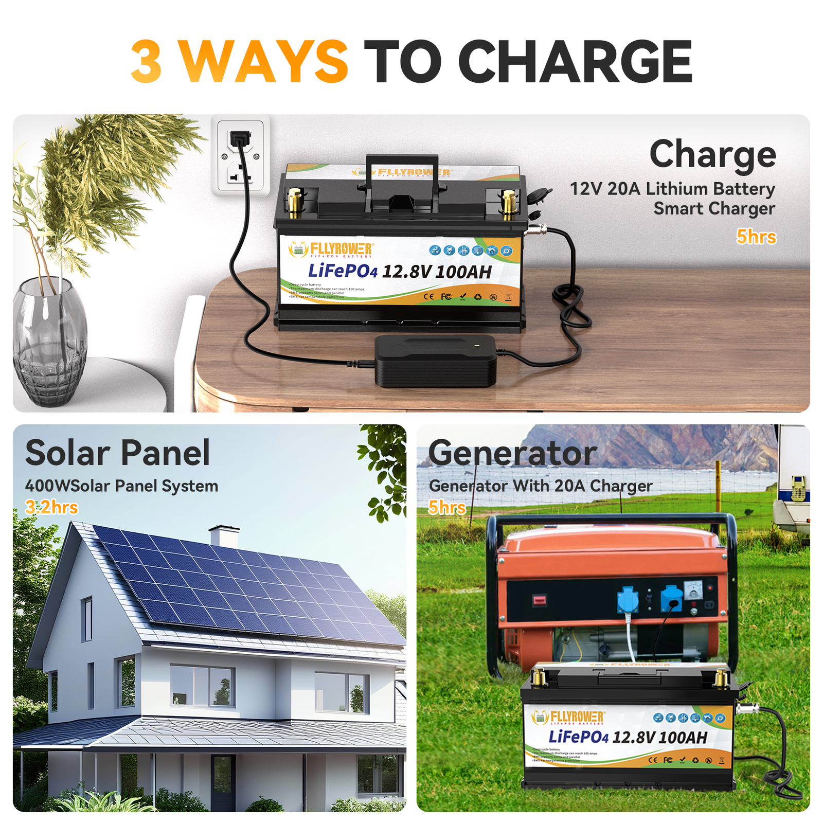 12V 100Ah LiFePO4 Lithium Battery 100A BMS Solar Deep Cycle Off-grid RV Camper