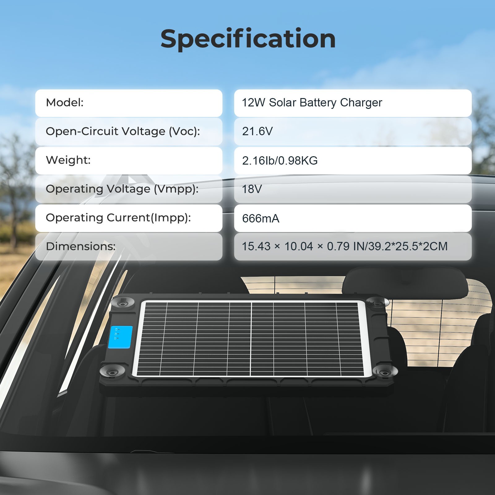 12W Solar Panel 12V Trickle Charger Battery Charger Kit Maintainer Boat Car RV