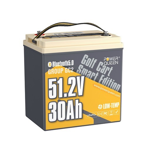 Power Queen 48V 30Ah Bluetooth Low Temp Golf Cart Lithium Battery BMS Deep Cycle