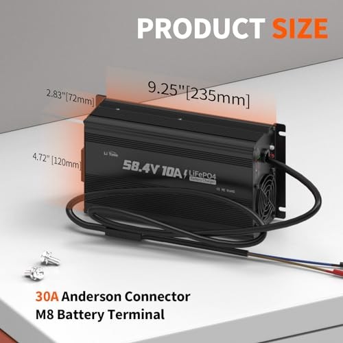 48V(58.4V) Lithium Battery Charger, for 51.2V Golf Carts Battery, 0V 48V 10A