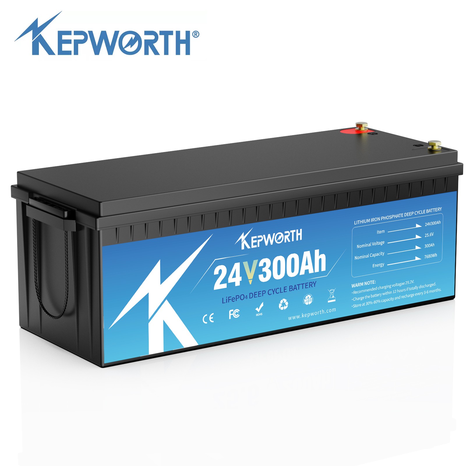 24V 300Ah LiFePO4 Lithium Battery 7.68Kw 200A BMS for Off Grid RV Solar
