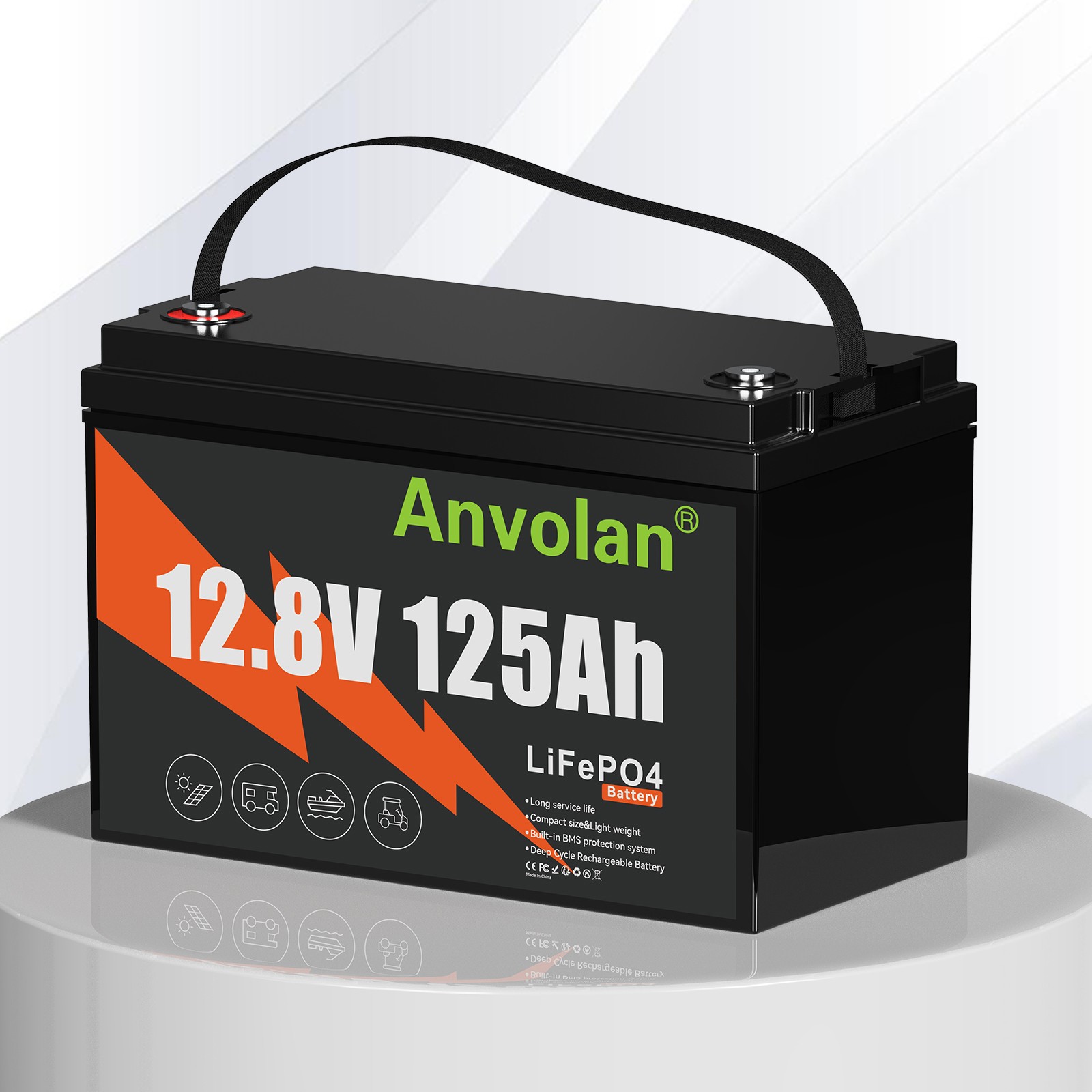 12V 125AH 1600Wh LiFePO4 Lithium Battery Low-Temp For RV Solar Panel Off-grid