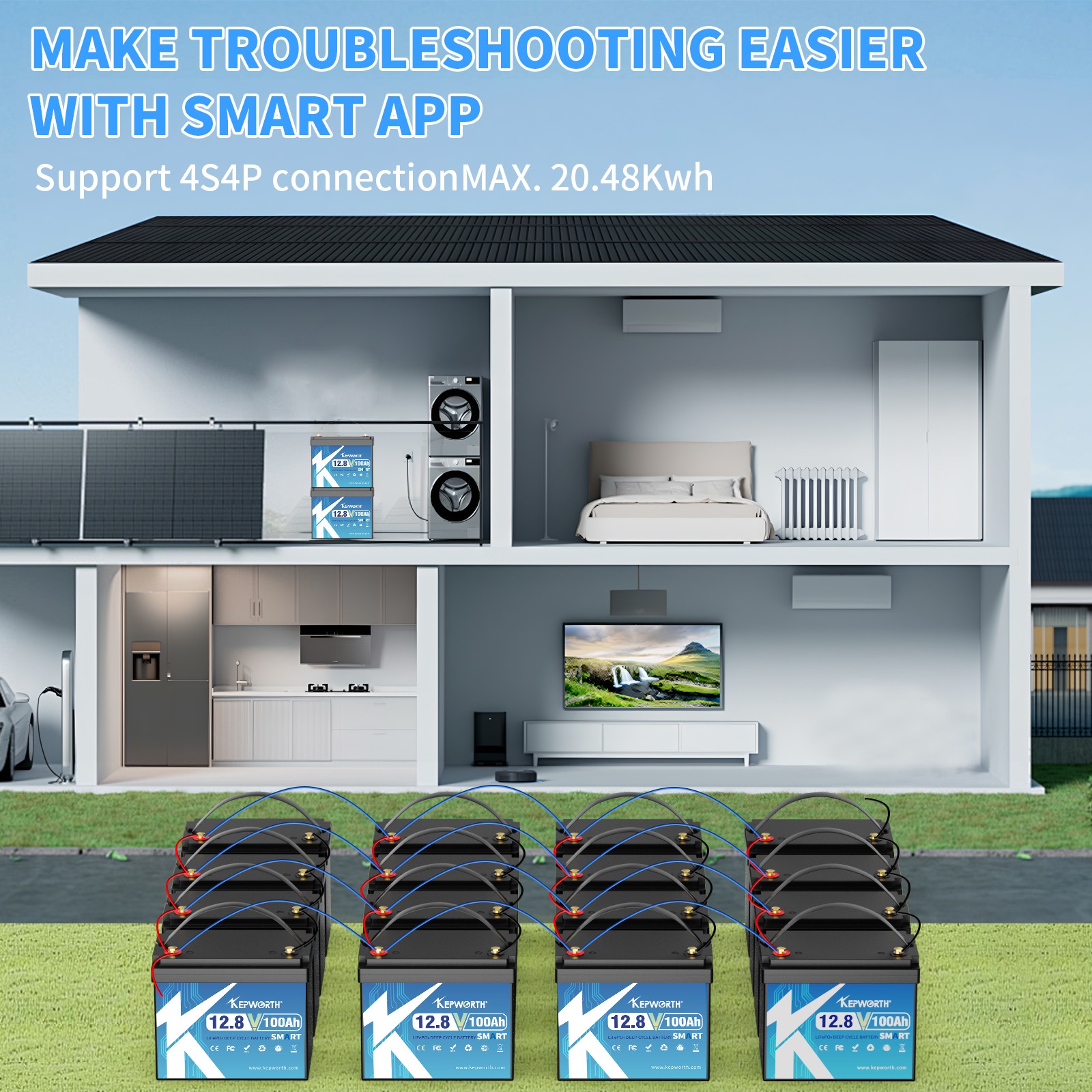 12V 100AH LiFePO4 Lithium MINI Battery Bluetooth 100A BMS for Solar RV Off-grid