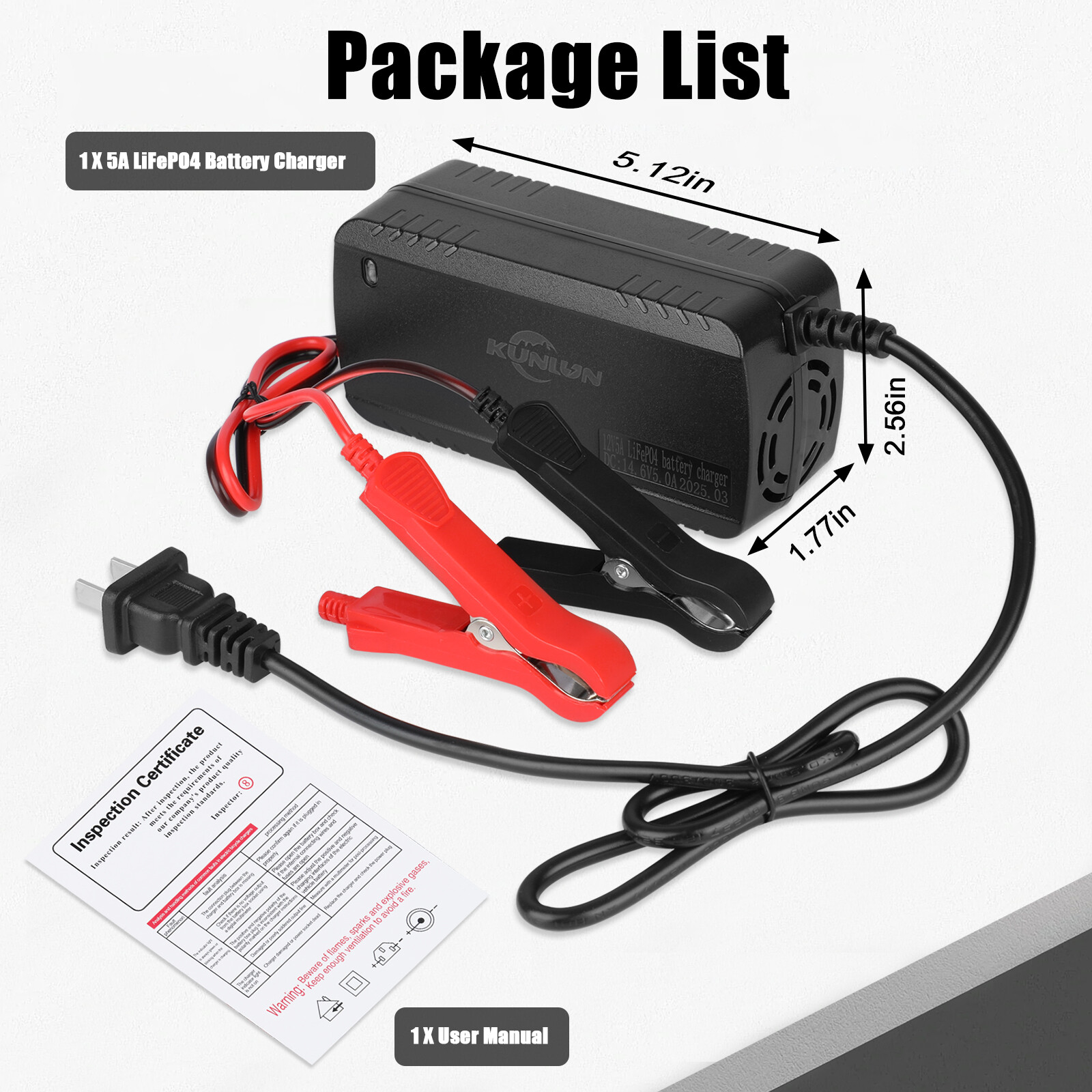 12V 10Ah LiFePo4 Lithium Battery Rechargeable for Marine RV Solar +5A Charger US