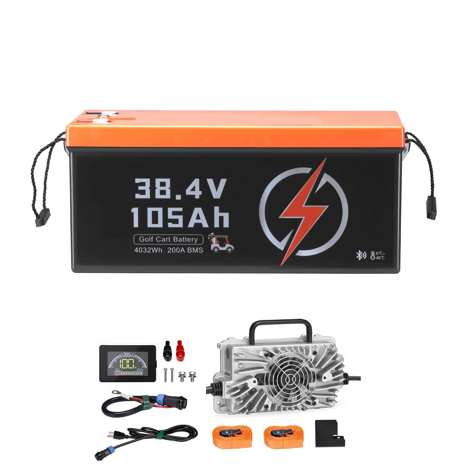 Uimoso 36V 105Ah Golf Cart Lithium Battery 20A Charger LCD Monitor & 4000+ Cycle