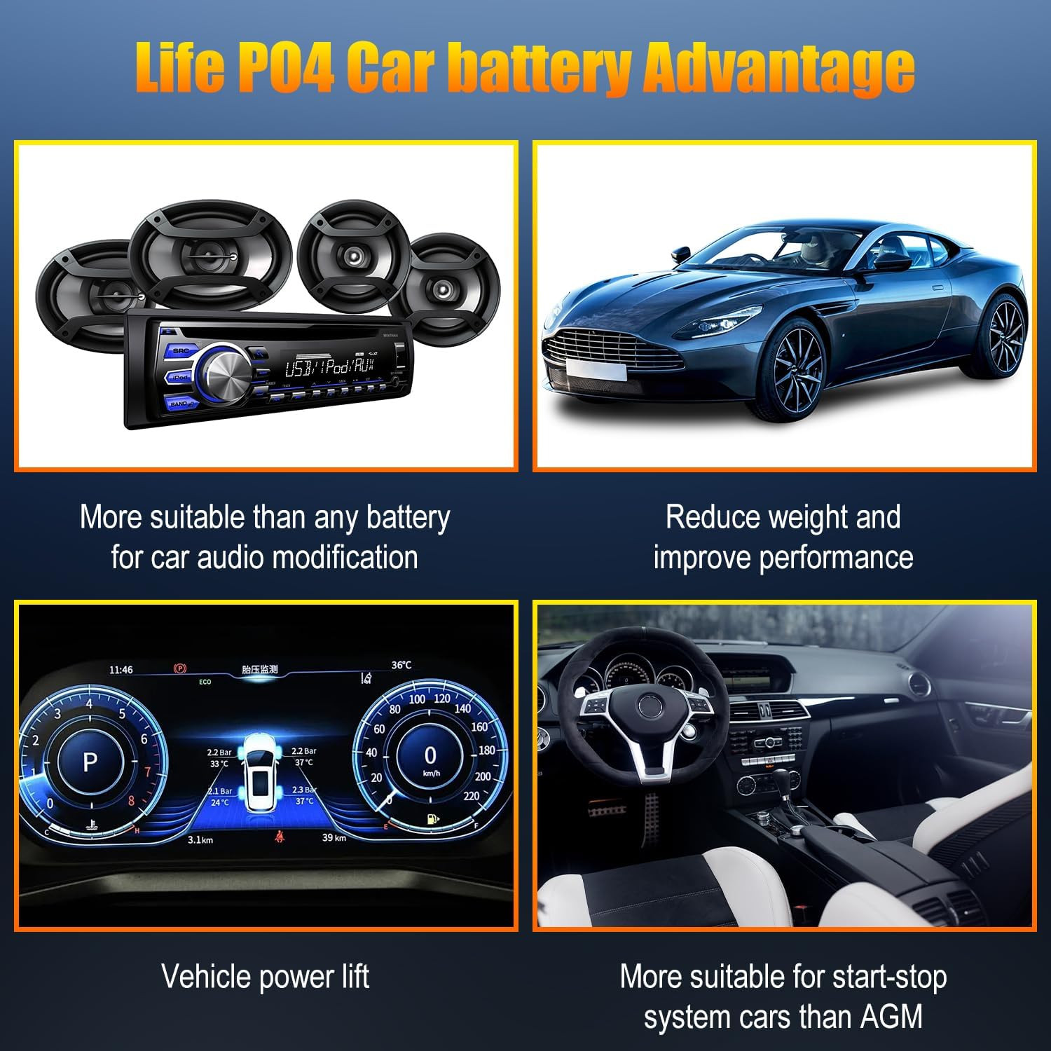 Car Start Stop System BCI Group26 Lifepo4 Lithium-Ion Battery 12.8V 600A Lightwe