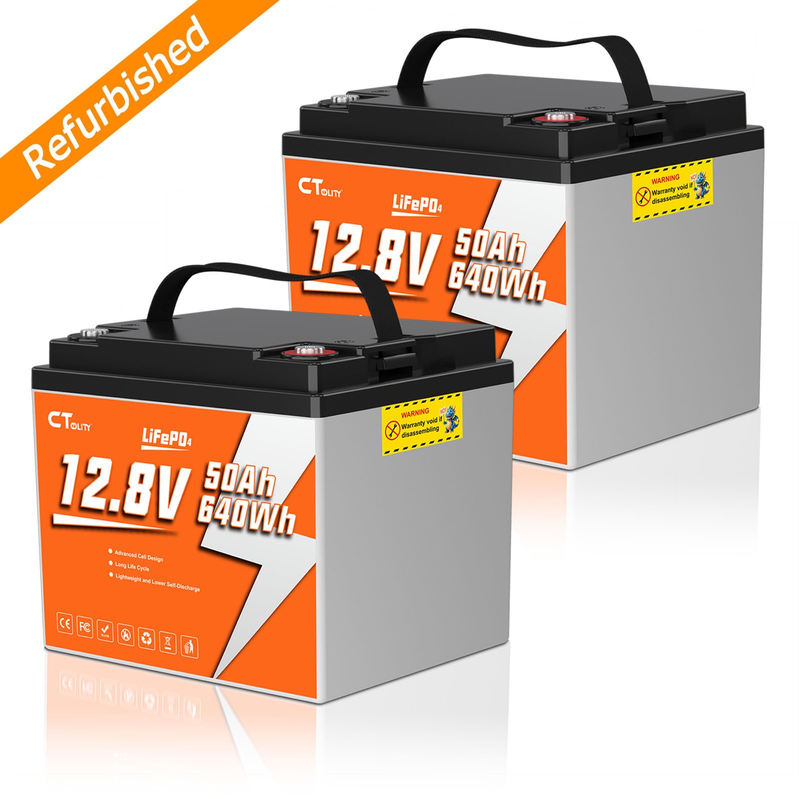 2Pack 12V 50Ah/100Ah/200Ah LiFePO4 Battery Deep Cycle BMS for RV Marine Off Grid
