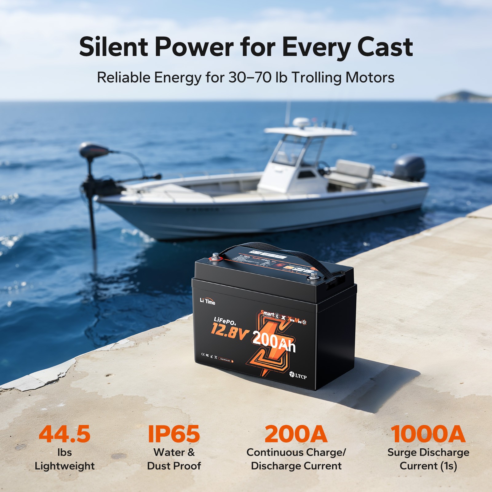LiTime 12V 200Ah Group31 Bluetooth LiFePO4 Lithium Battery 200A BMS for Marine