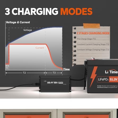 48V(58.4V) Lithium Battery Charger, for 51.2V Golf Carts Battery, 0V 48V 10A