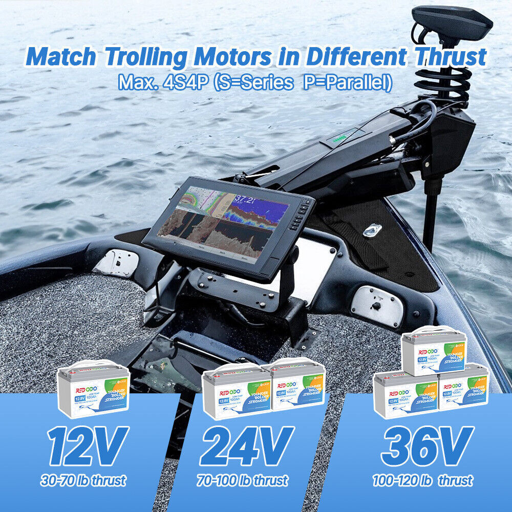 Redodo 12V 100Ah 200Ah LiFePO4 Lithium Battery with BMS for RV Off-Grid Marine