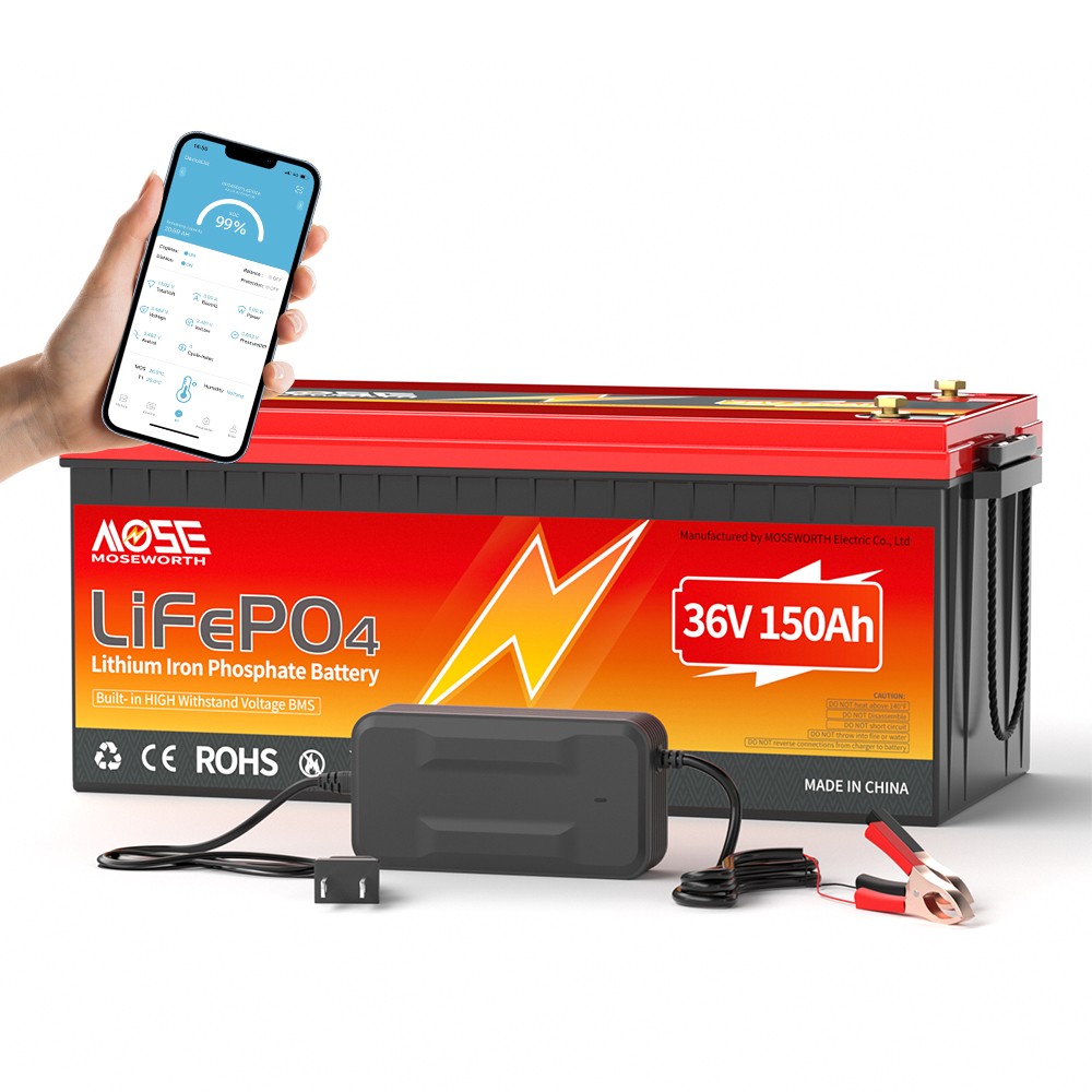 36V 150AH Golf Cart Lithium Battery Bluetooth APP 200A BMS Rechargeable LiFePO4