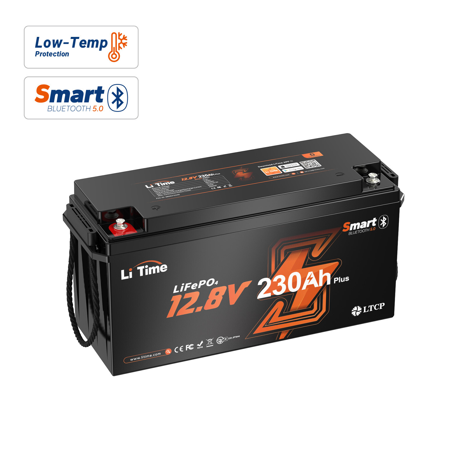 LiTime 12V 230Ah Bluetooth Low Temp LiFePO4 Lithium Battery For RV Marine Home