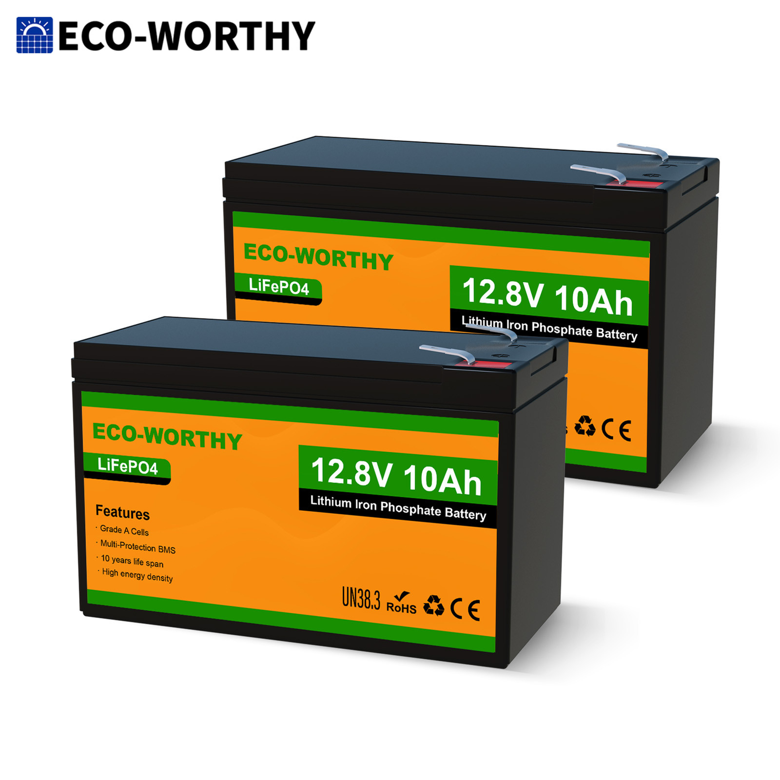 ECO-WORTHY 128Wh 12V 10Ah LiFePO4 Lithium Battery For Trolling Motor
