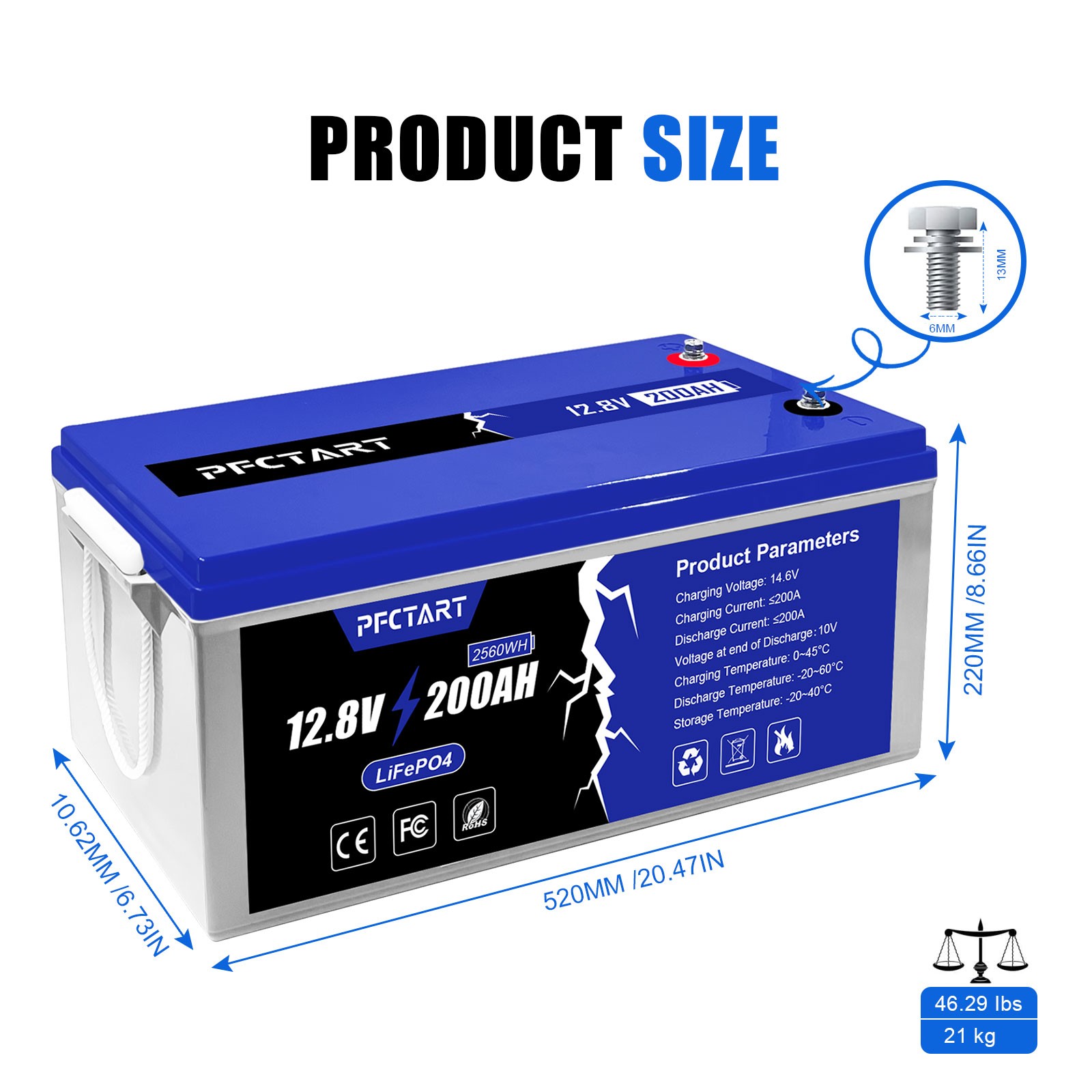 12.8V 200AH LiFePO4 Deep Cycle Li-ion Battery for Emergency Power Station Homes