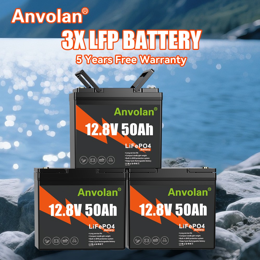 3X 50AH 12V LiFePO4 Lithium Battery 50A BMS Protection Solar Off-grid