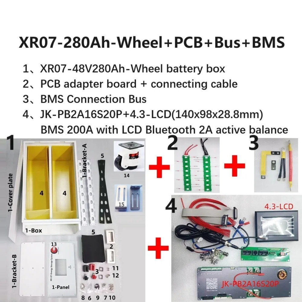 XR07 48V 280AH LiFePO4 Battery Case PowerBox Solar Home Energy Storage 16S 51.2v