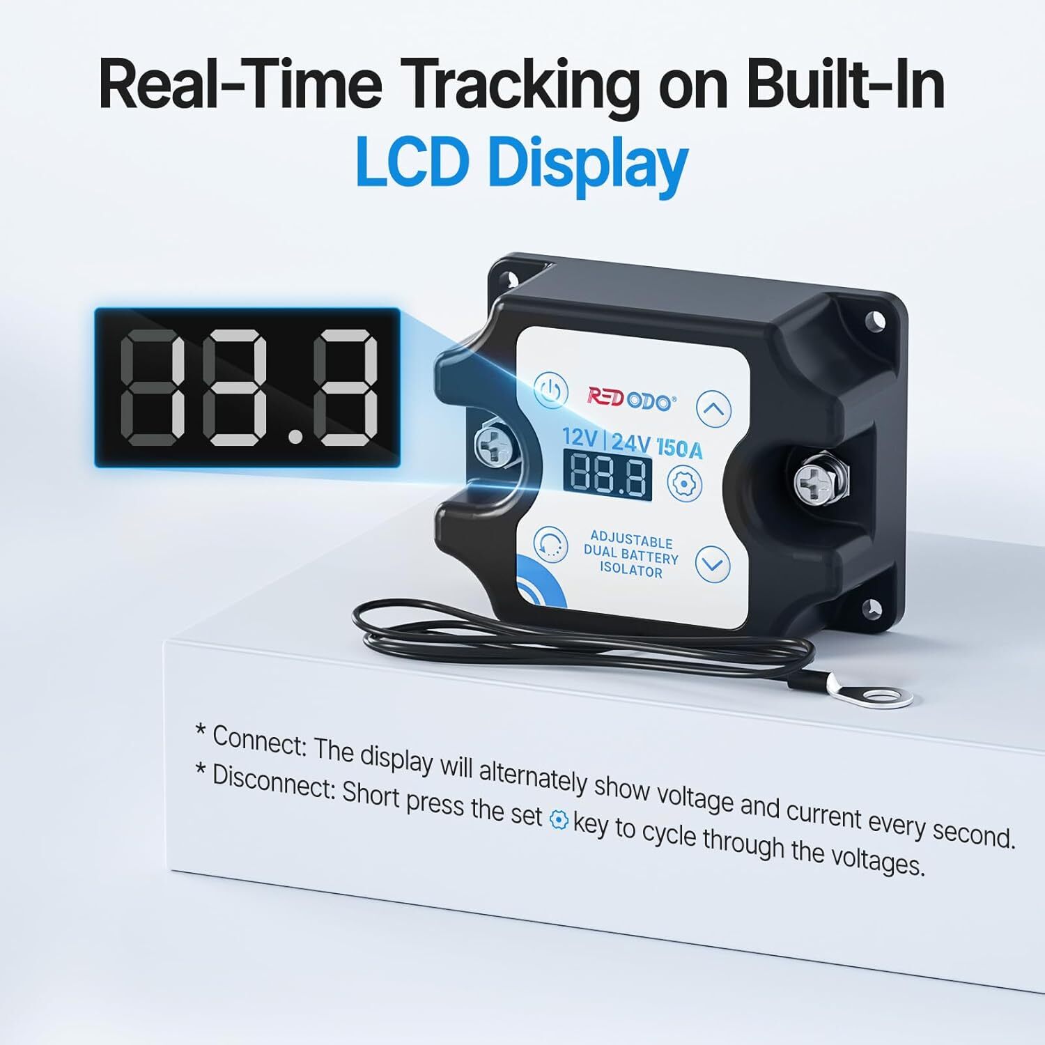Redodo 12V/24V 150A Adjustable Battery Dual Isolator (VSR) With LCD Display Used
