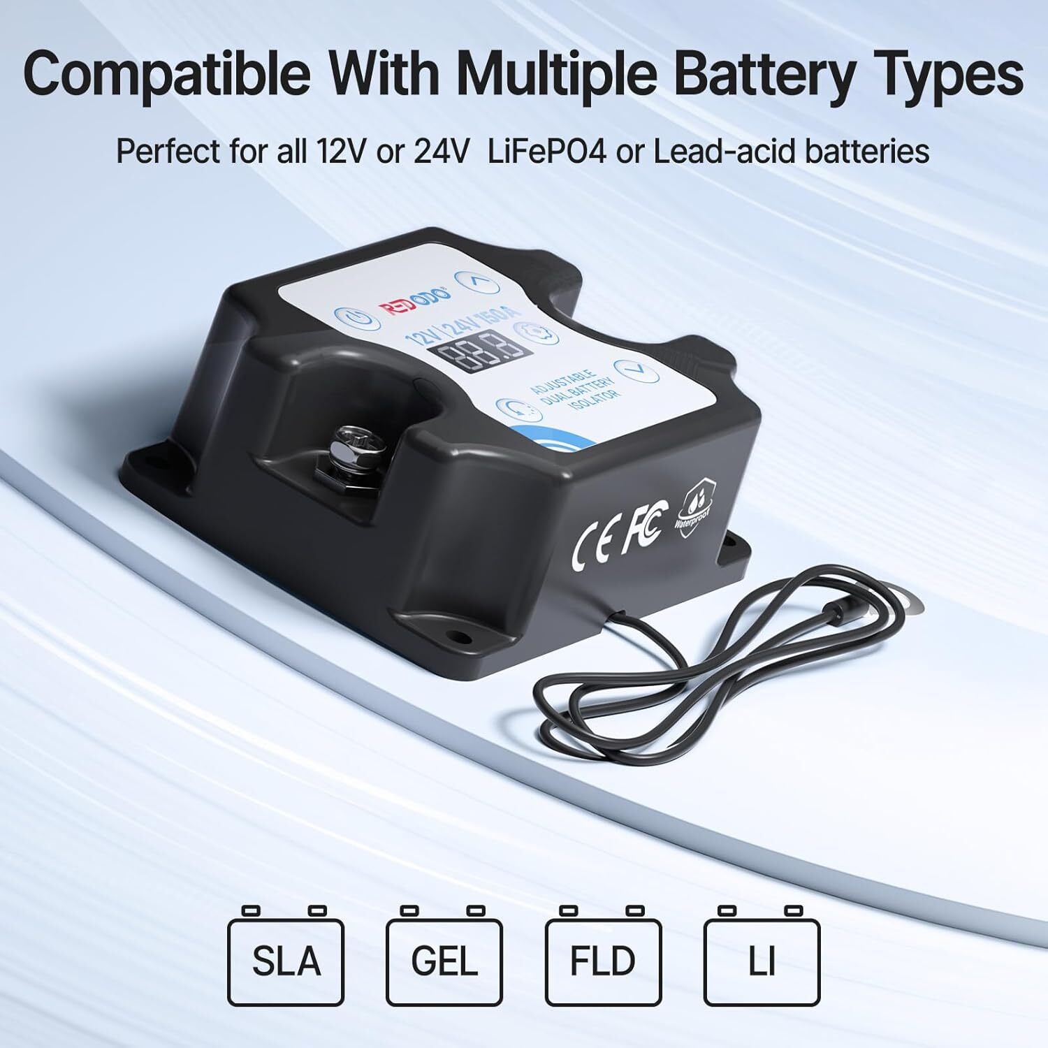 Redodo 12V/24V 150A Adjustable Battery Dual Isolator (VSR) With LCD Display Used