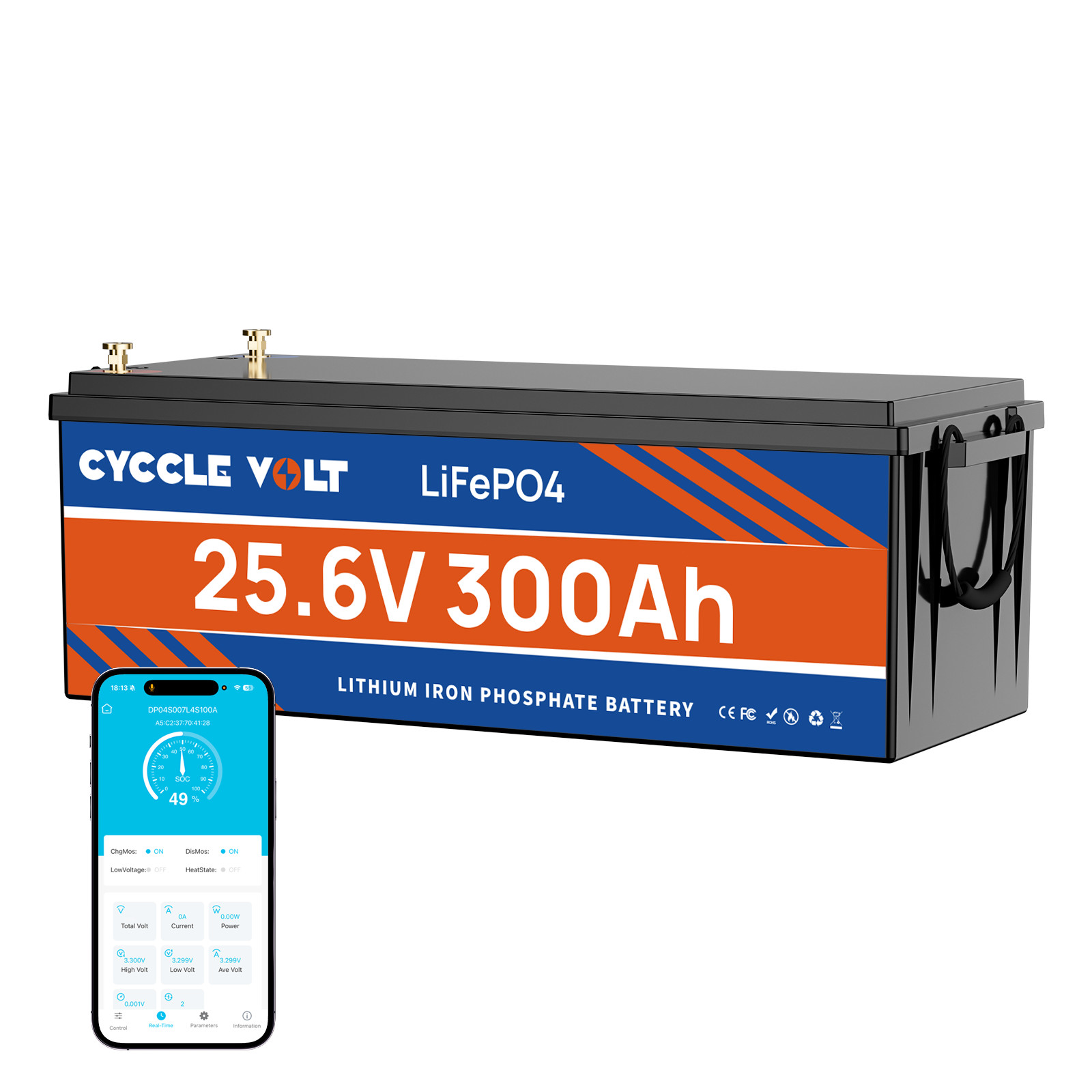 LiFePO4 24V 300Ah Lithium Battery 7680Wh Deep Cycle 200A BMS RV Solar Boat