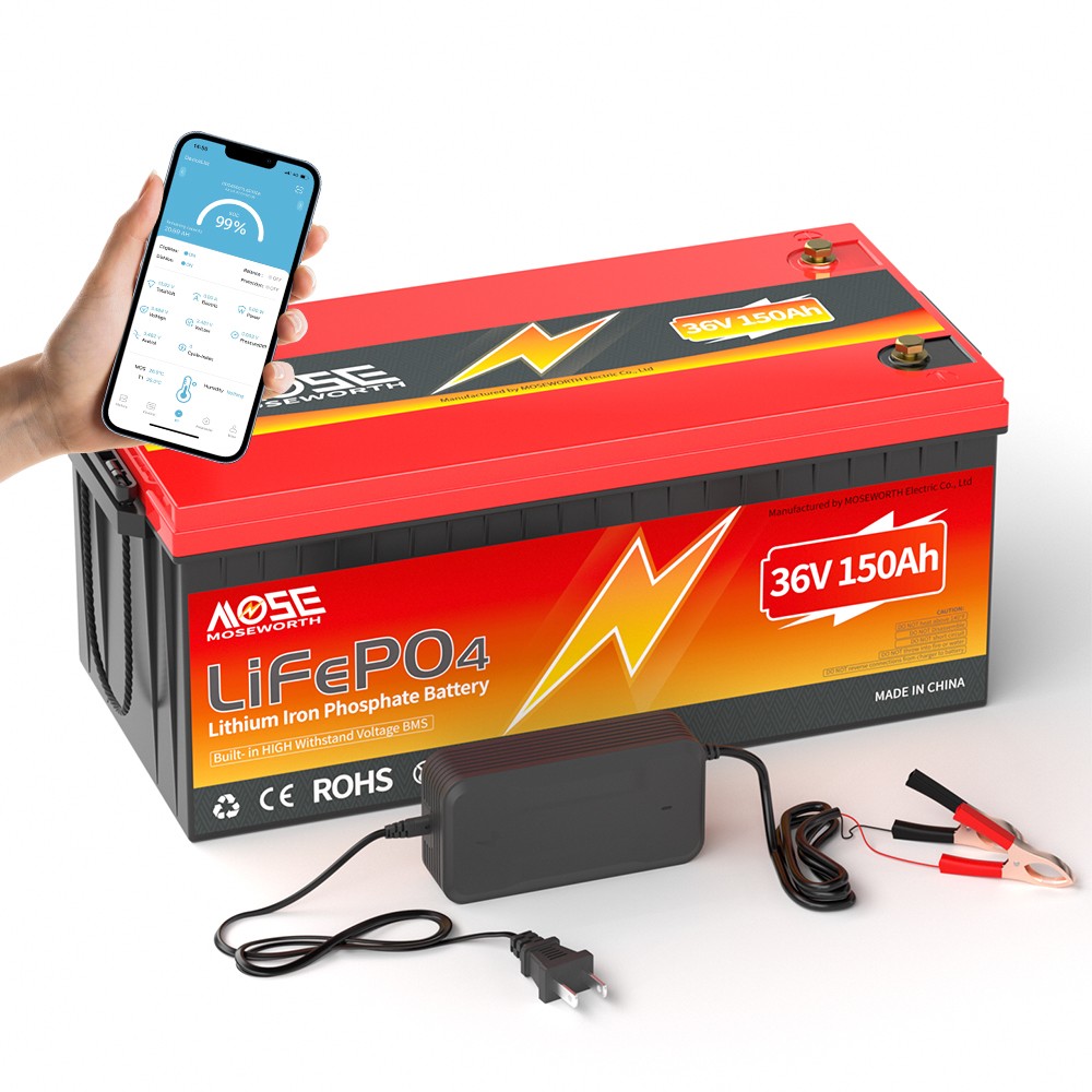 36V 150AH Golf Cart Lithium Battery Bluetooth APP 200A BMS Rechargeable LiFePO4