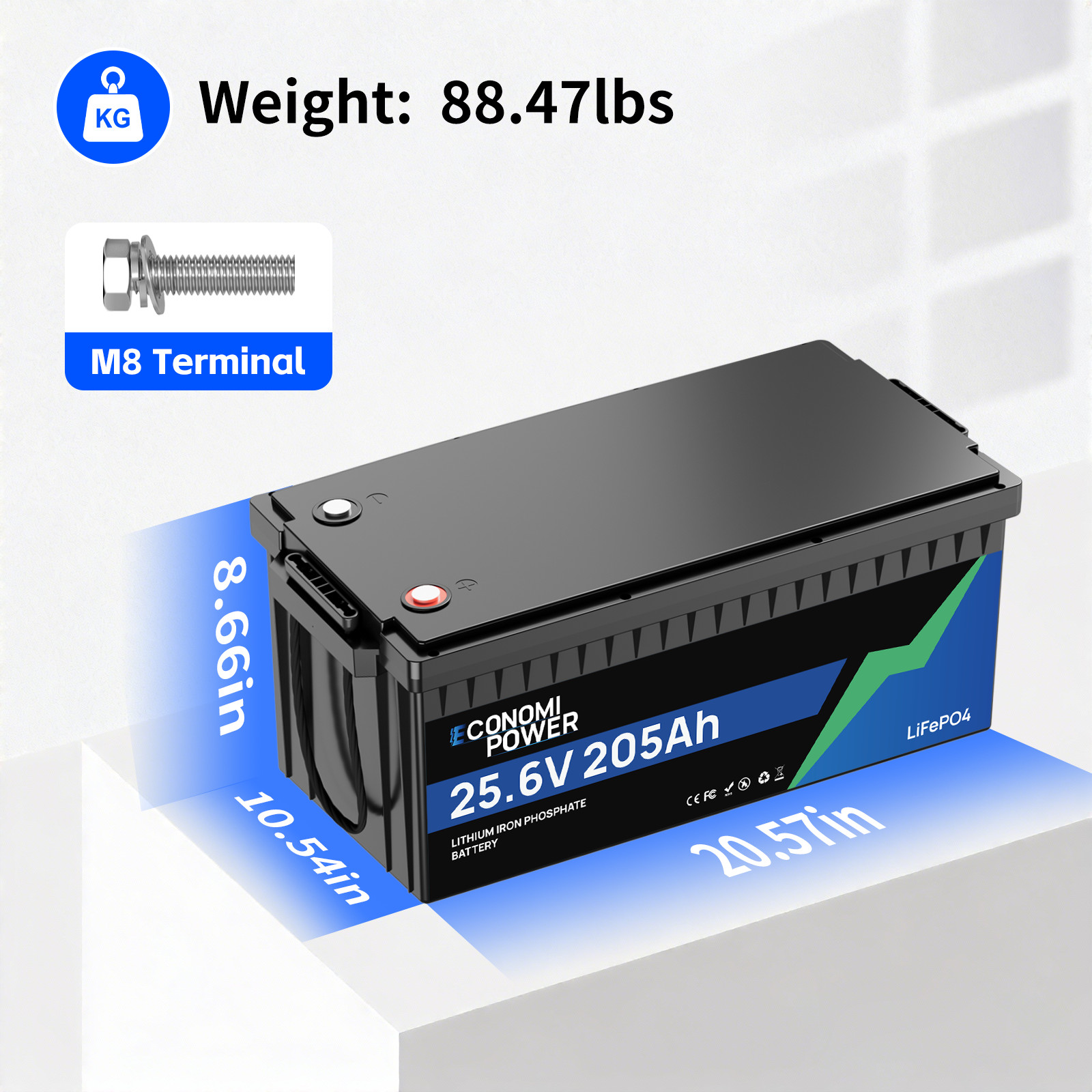 24V 205Ah LiFePO4 Deep Cycle Battery 5248Wh 200A BMS, Solar RV Off-Grid Marine