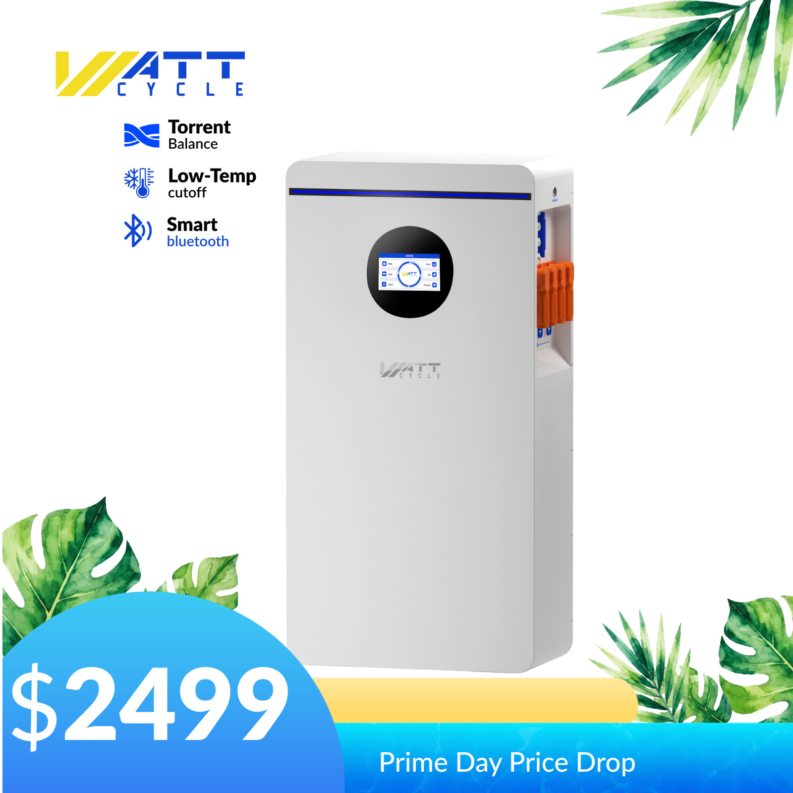 WattCycle 16KWh 48V 314Ah LiFePO4 Battery Active Balancing Solar Home Backup UPS