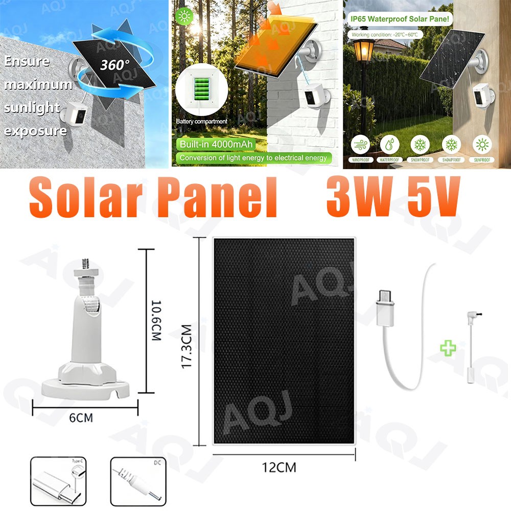 Solar Panel Charger for Ri ng doorbell Camera, Compatible with Ring Video