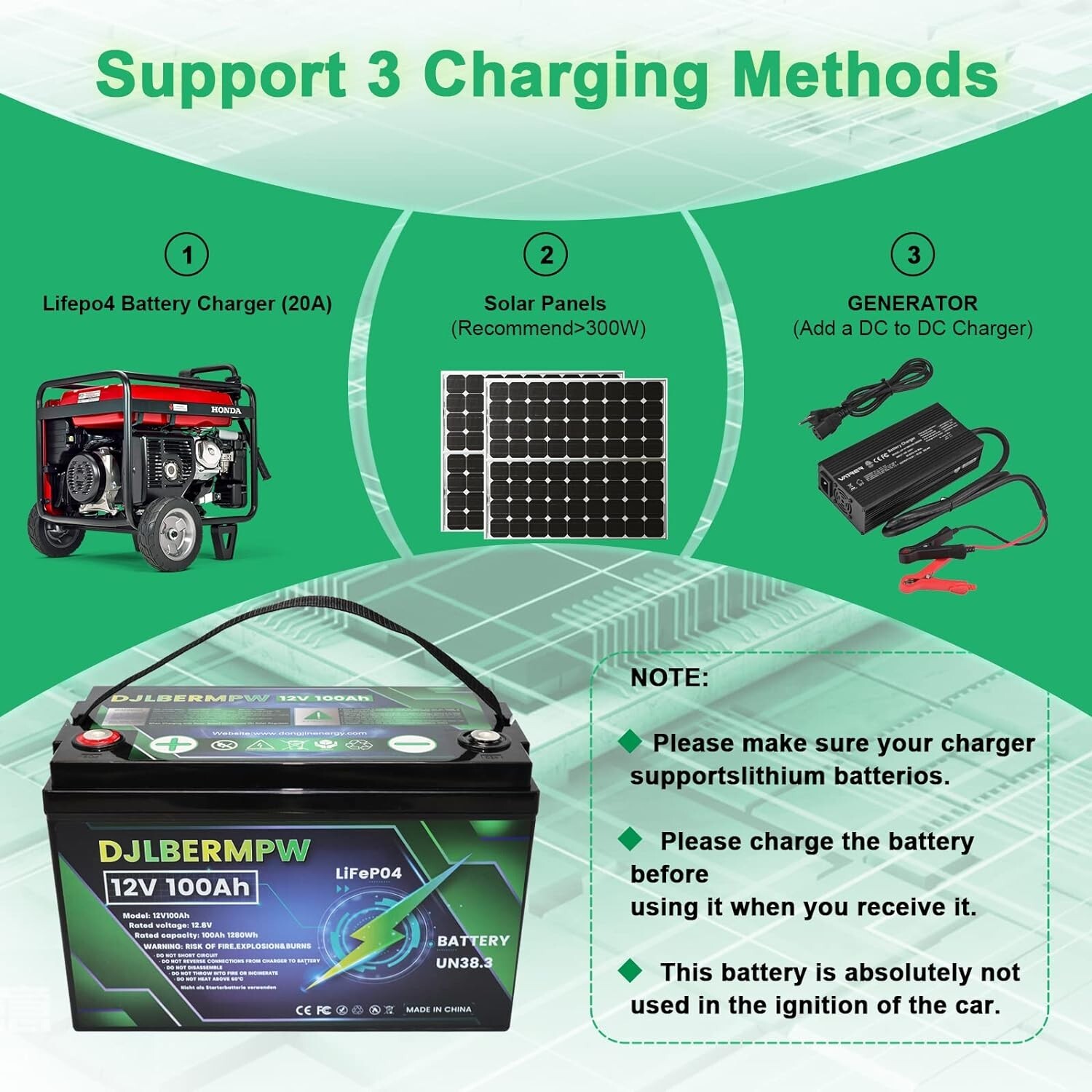 48V 100Ah Lithium Golf Cart Battery LiFePO4 Deep Cycle 4 Group 12V 100Ah