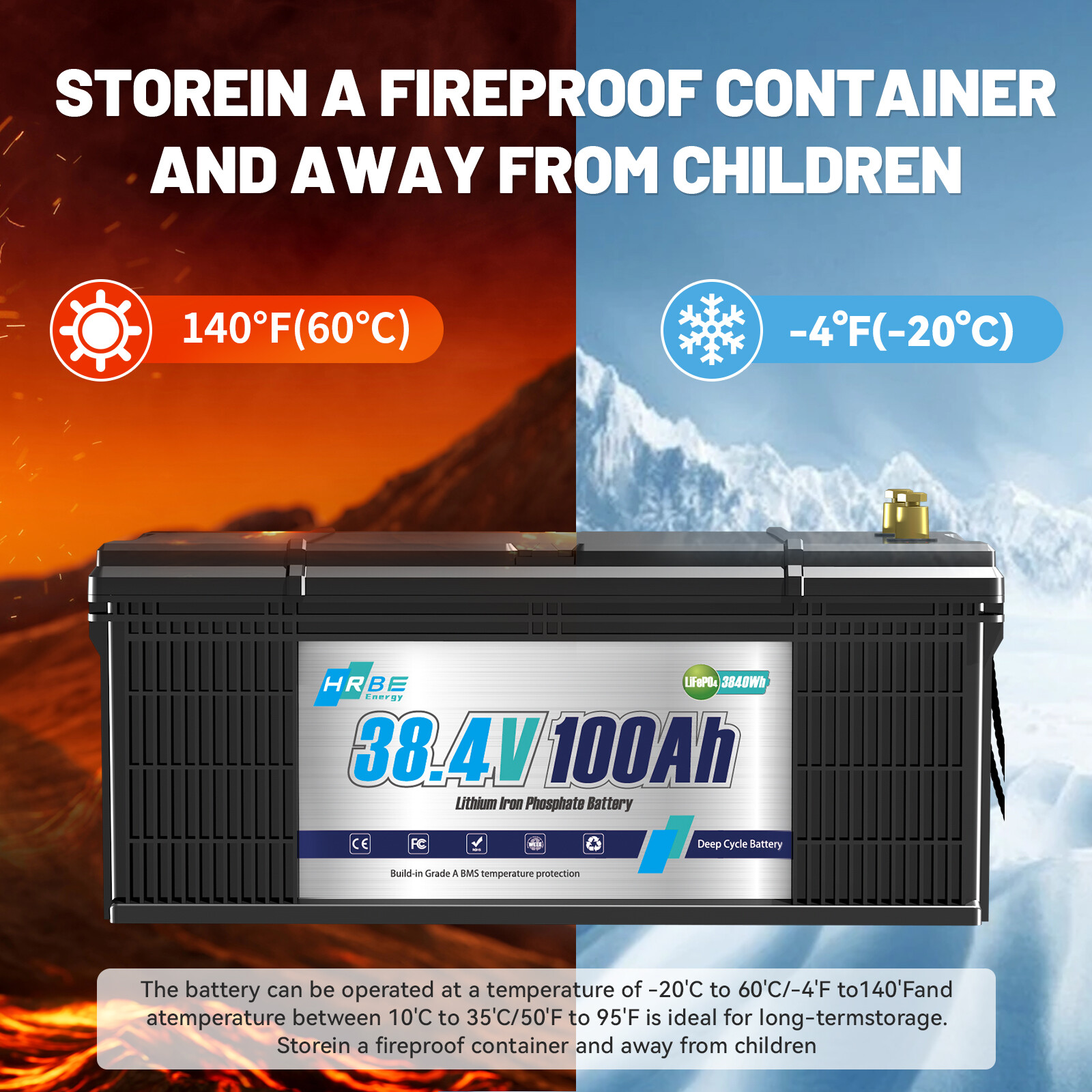 12V 24V 36V 48V 100Ah 200Ah 400Ah Lithium LiFePO4 Battery 200A BMS 10000+Cycles