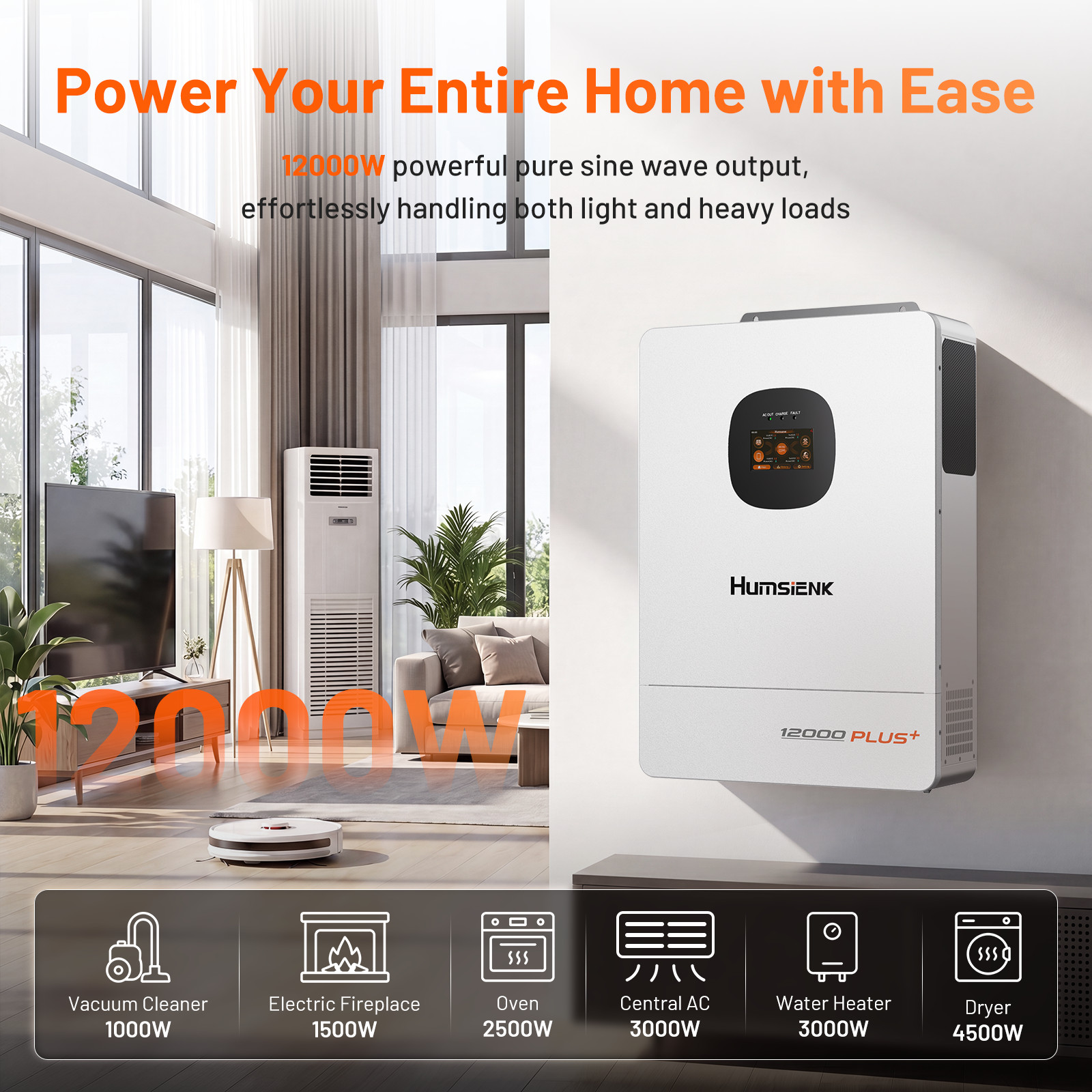 16KWh 48V 314Ah Wall-Mounted LiFePO4 Battery +12KW 48V Hybrid Inverter Daul MPPT