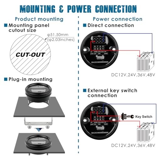 RL-BI069A Dual Display Battery Indicator Volt Meter for Golf Cart Forklift