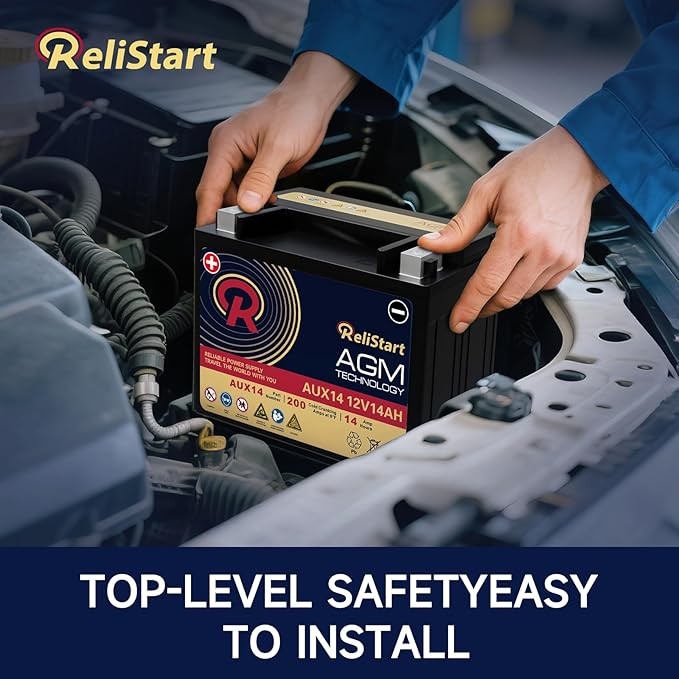 Relistart AUX14 Auxiliary Battery 12V 14Ah AGM Battery 200CCA Rechargeable