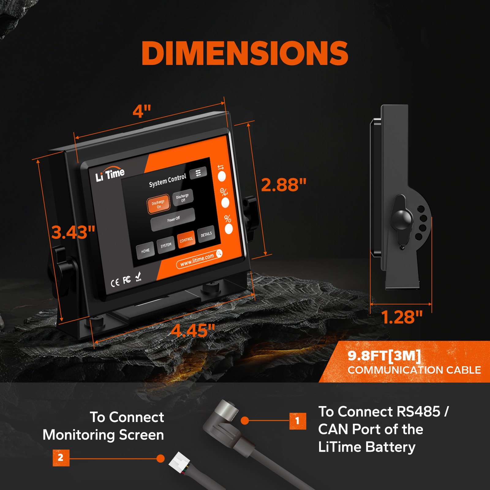 Refurbished LiTime RS485 Realtime Monitoring Display For LiFePO4 Lithium Battery