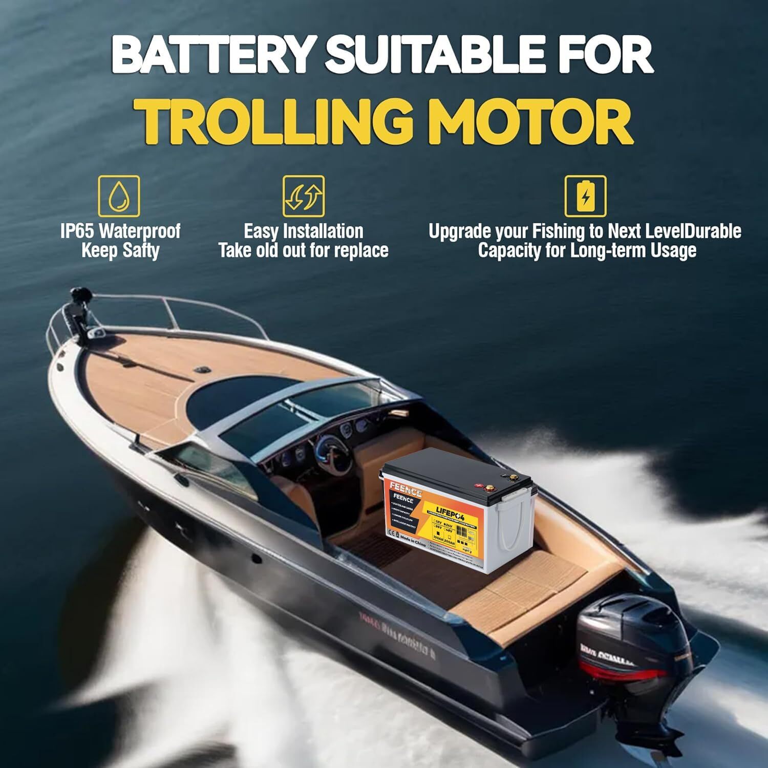 24V 100Ah LiFePO4 Lithium Battery 100A BMS 2560Wh for Off-grid Solar Marine RV