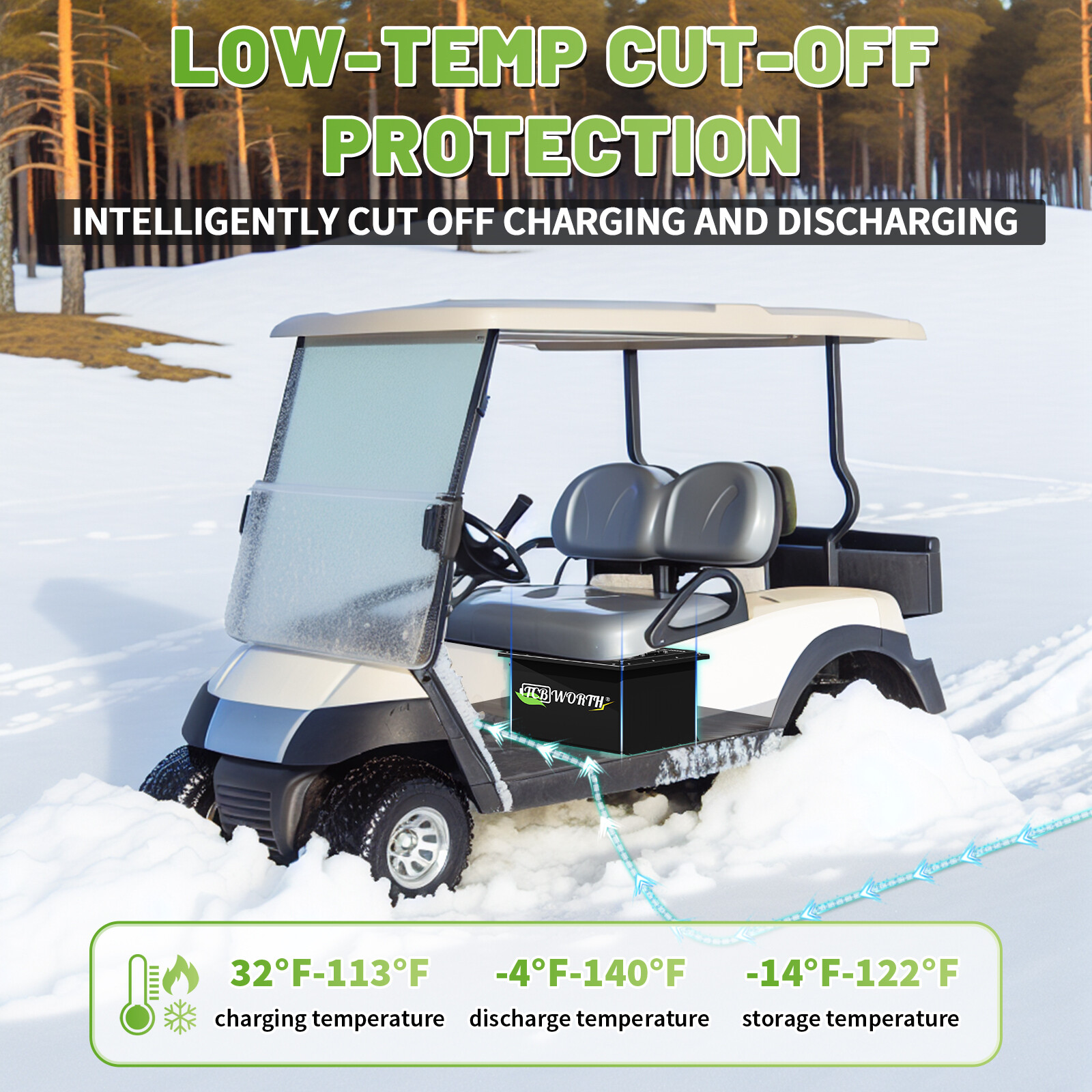 48V 105Ah Golf Cart Lithium LiFePO4 Battery 200A BMS Club Car 15000+ Deep Cycle