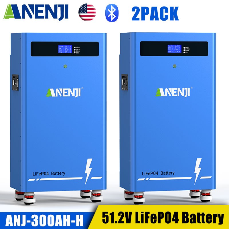2pcs 48V 300Ah 314Ah Lithium Battery LiFePO4 16KWh for RV Off-grid Boat US Stock