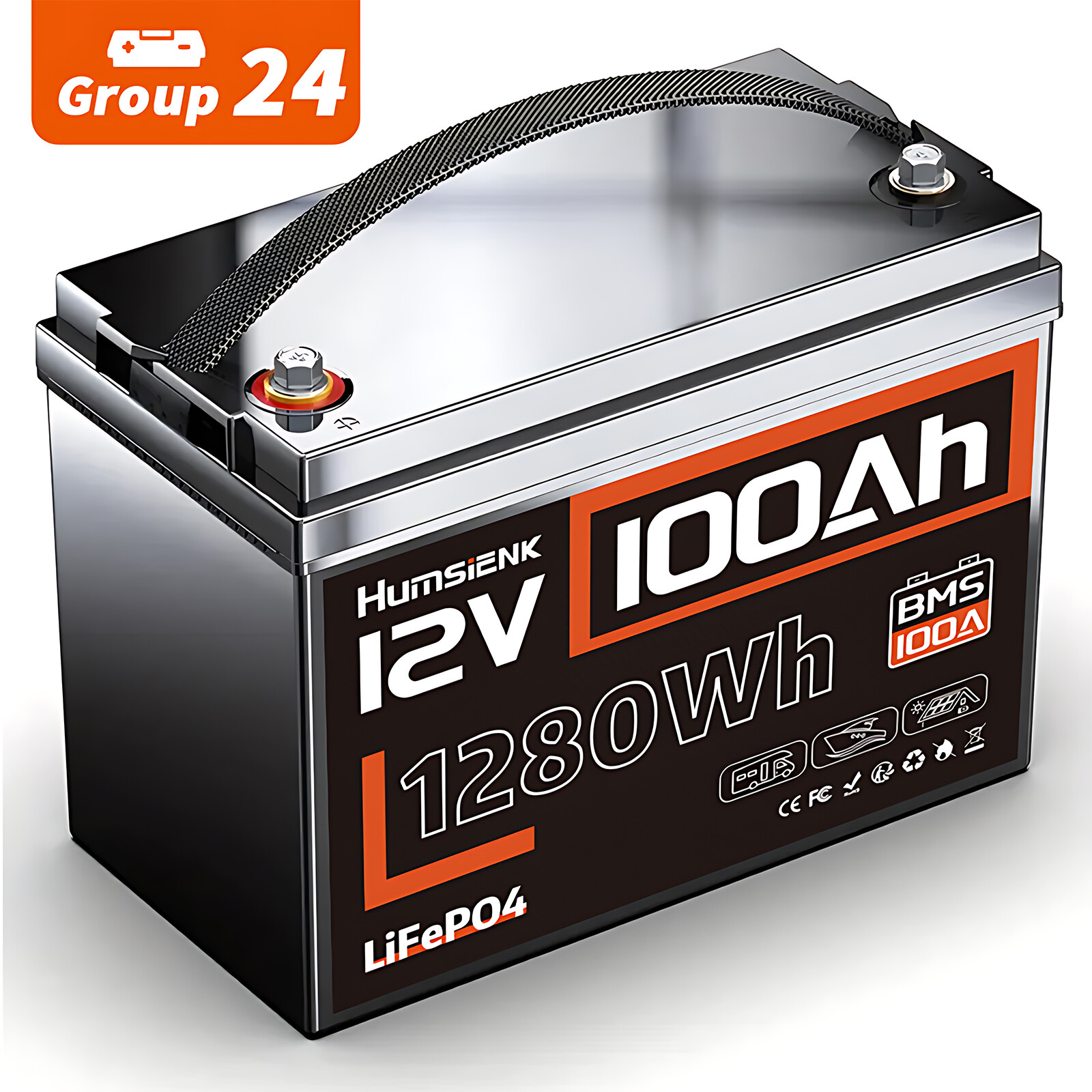 12V 100Ah Lithium Battery LiFePO4 Group Deep Cycle 100A BMS Solar Boat Marine