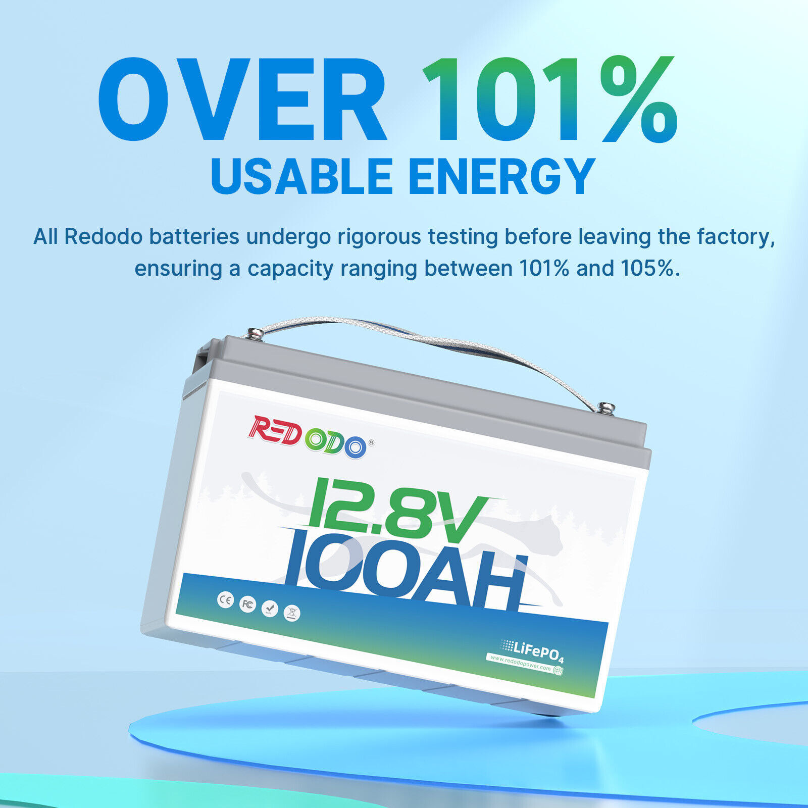 Redodo 12V 100Ah LiFePO4 Battery with 100A BMS for RV, Trolling Motor, Solar