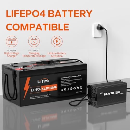 48V(58.4V) Lithium Battery Charger, for 51.2V Golf Carts Battery, 0V 48V 10A
