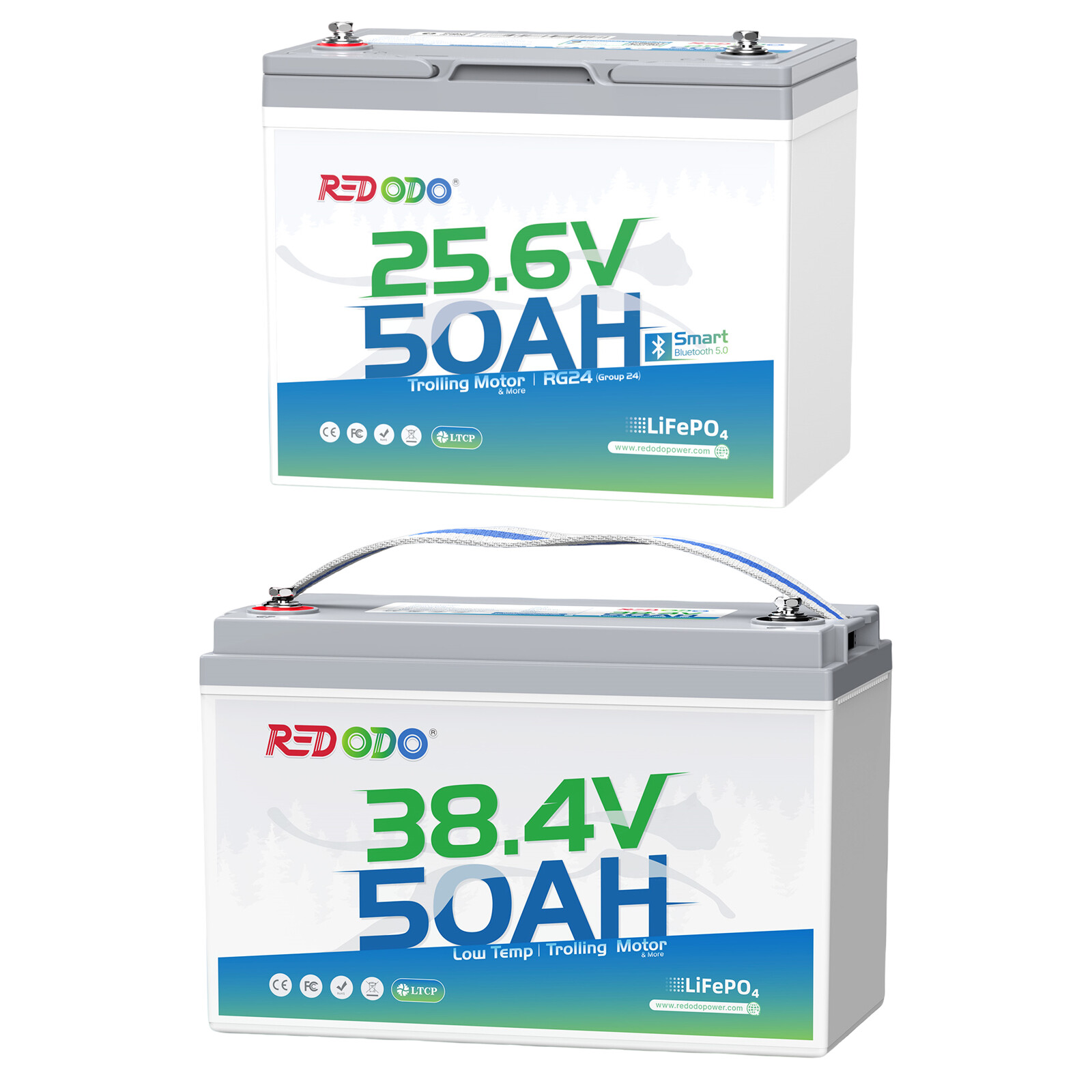 Redodo 12V 24V 36V 50Ah LiFePO4 Battery for 20-120 lbs Trolling Motor Kayak Boat